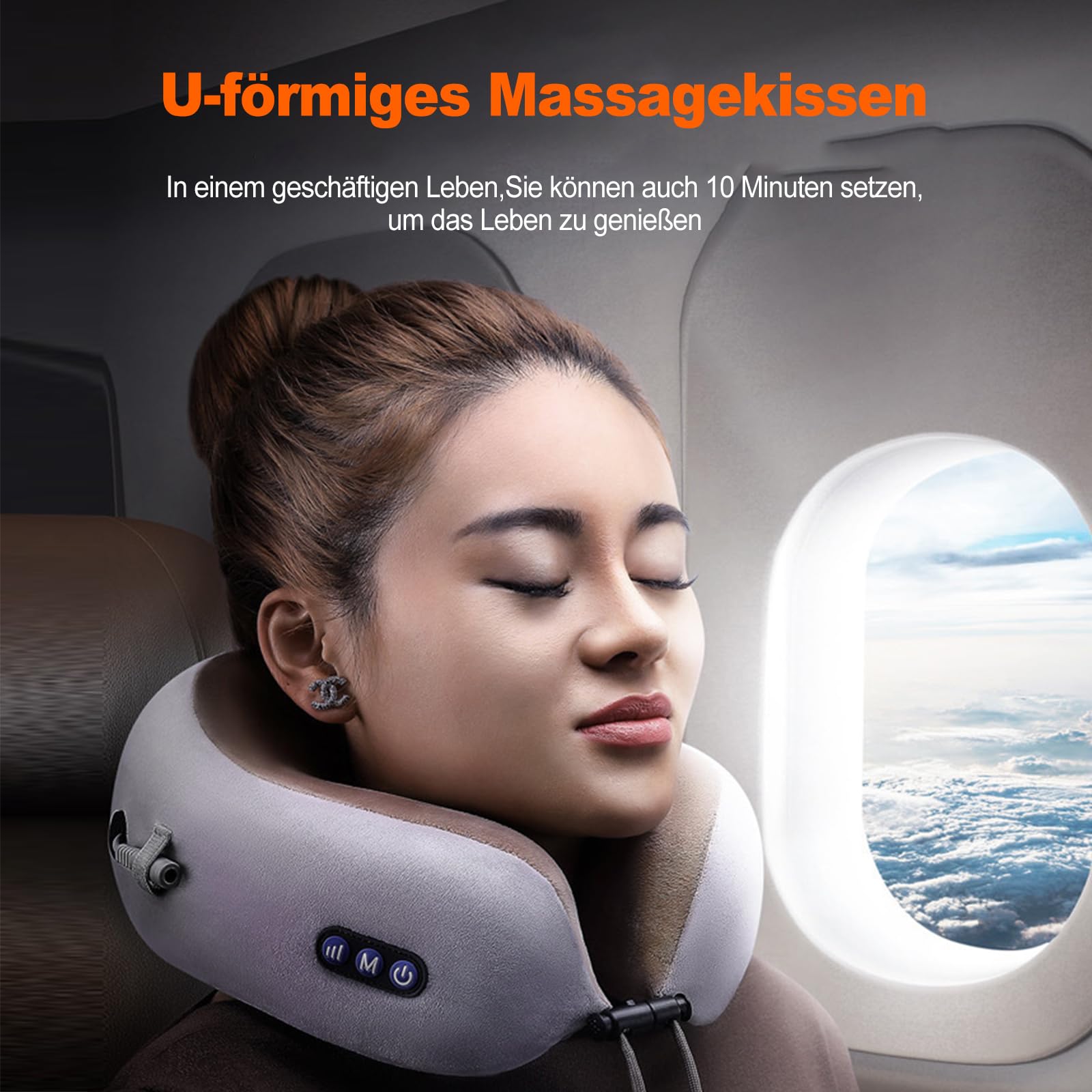 Ergocar Massagekissen Nackenmassagegerät Massagegerät für Cervical Muskelschmerzen lindern U-förmiges Massagekissen Für Spannungsabbau Für Heimauto und Büro (Braun)