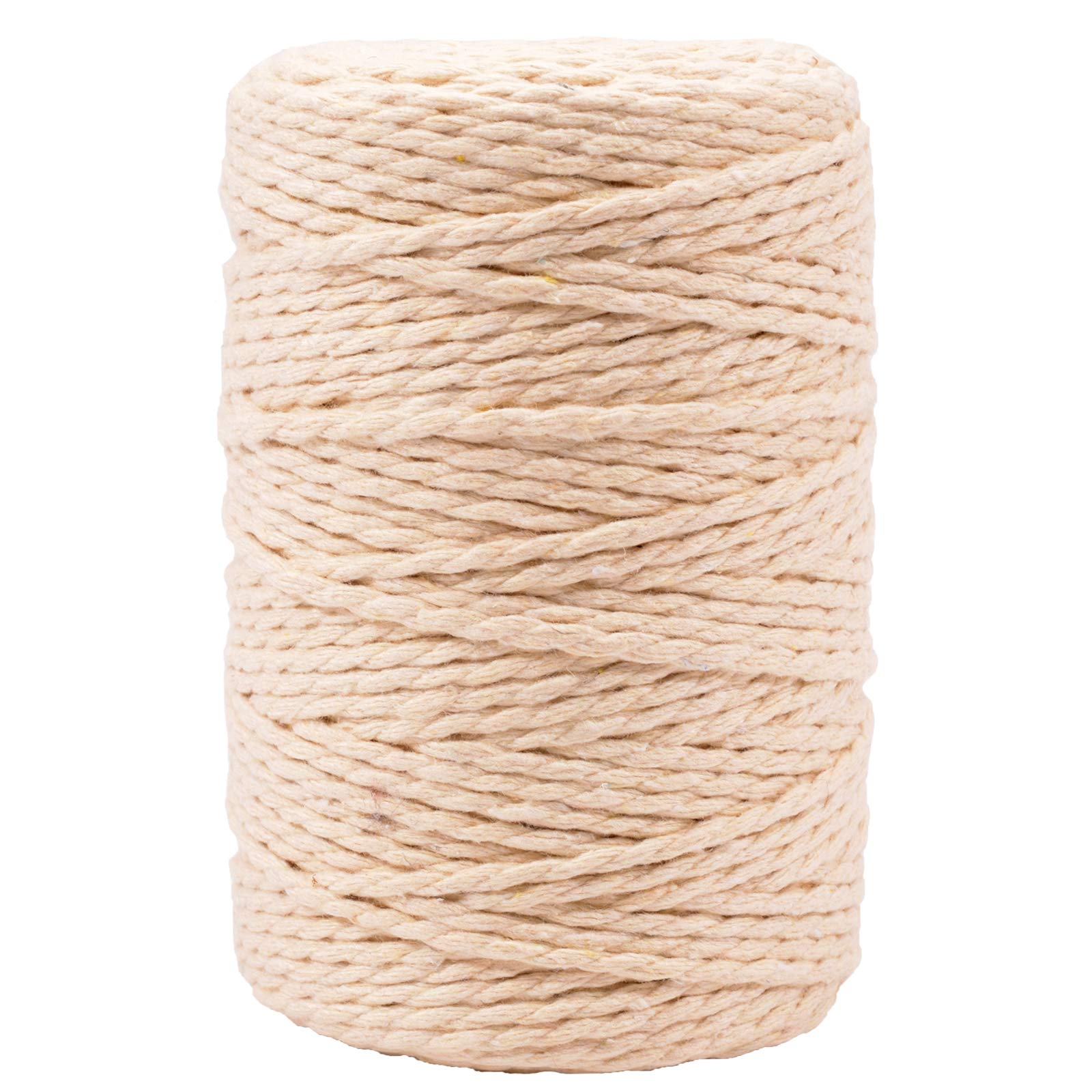 Vaessen Creative Baumwollschnur, Weiß, 3 mm x 100 m, Makramee-Garn für Gartenarbeit, Perlenstickerei, Boho-Deko, Freundschaftsarmbänder und ALS Bastelschnur, 3mm x 100m, White