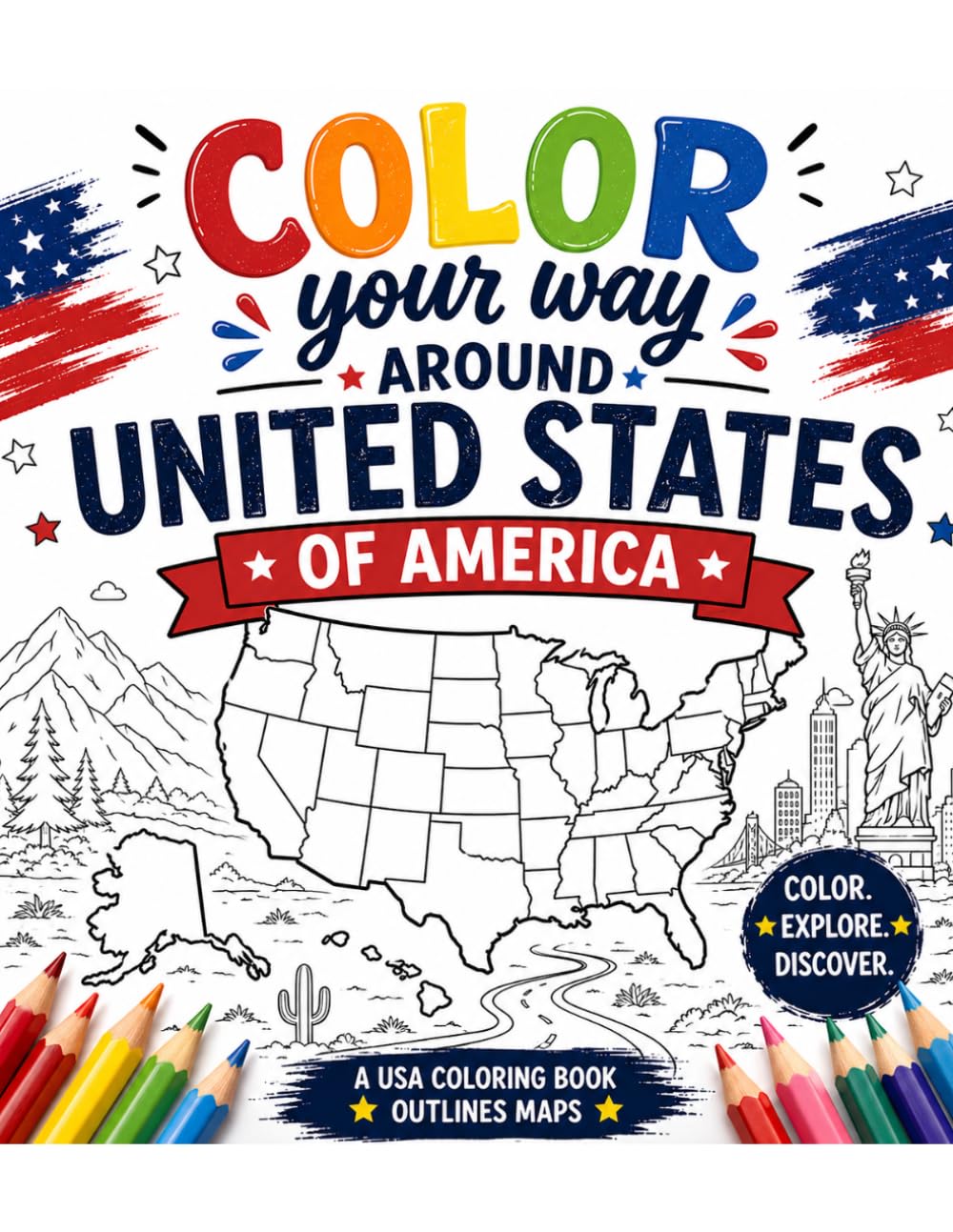 Color Your Way Around United States of America