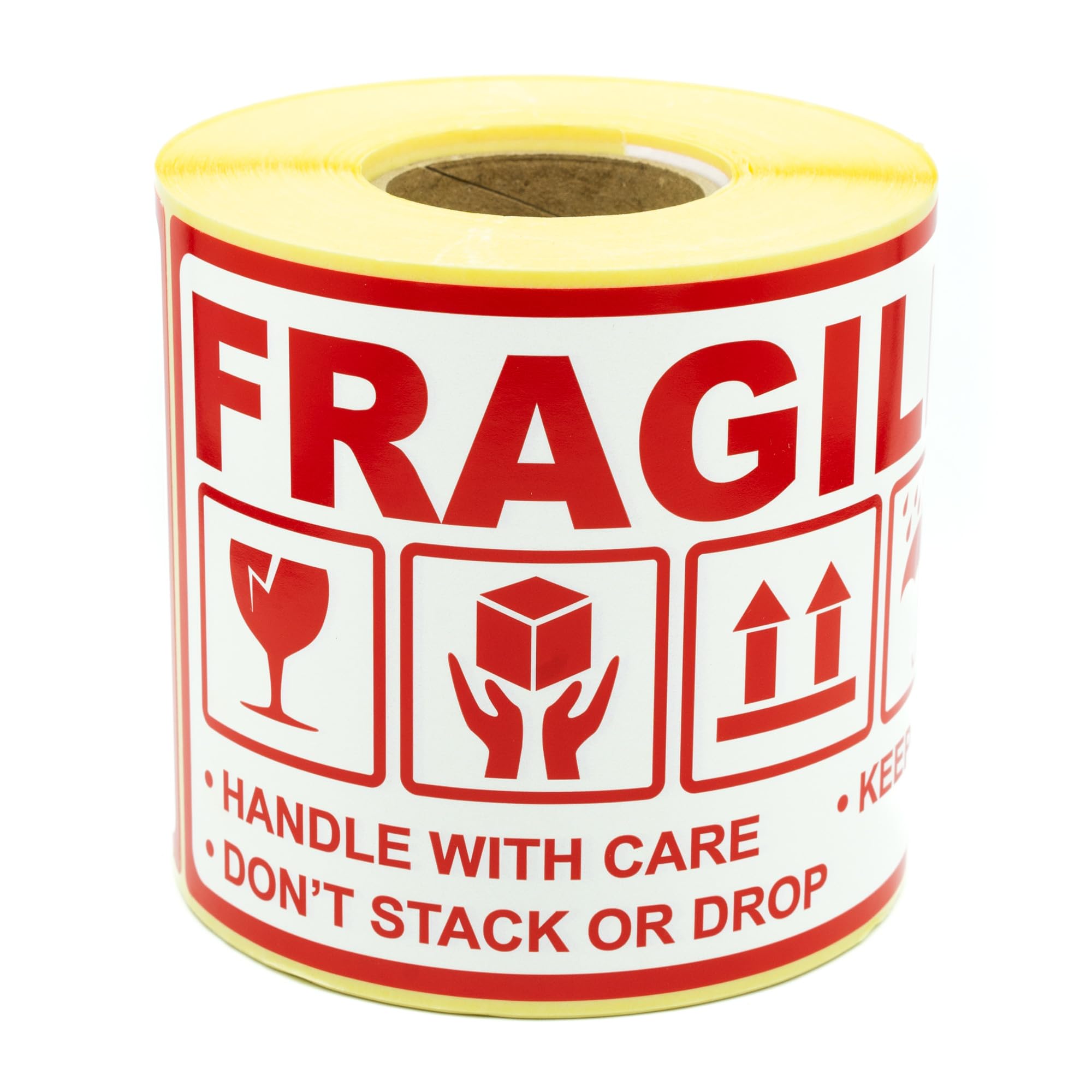 MD Labels Etykiety ostrzegawcze na rolce 90 x 150 mm Fragile- handle with care – keep dry – don't stack or drop- this way up - samoprzylepne etykiety wysyłkowe (300)