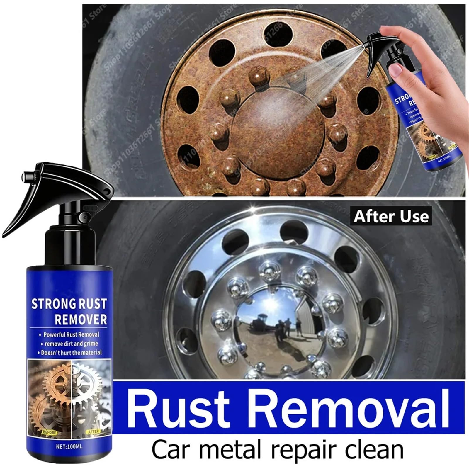 Pompa spryskiwacza Odrdzewiacz samochodowy czysty metal żelazny Prowder Auto rura wydechowa odrdzewiacz Spray środek do usuwania plam pielęgnacja piasty koła Pompa płynu(3pcs)
