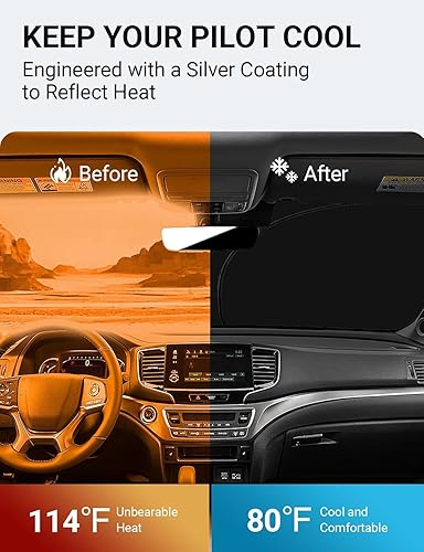 Miniatura 3 de Proadsy 2025 - Parasol para parabrisas actualizado con ajuste personalizado para Honda Pilot 2016-2024 2025, protector plegable de 4 capas para el