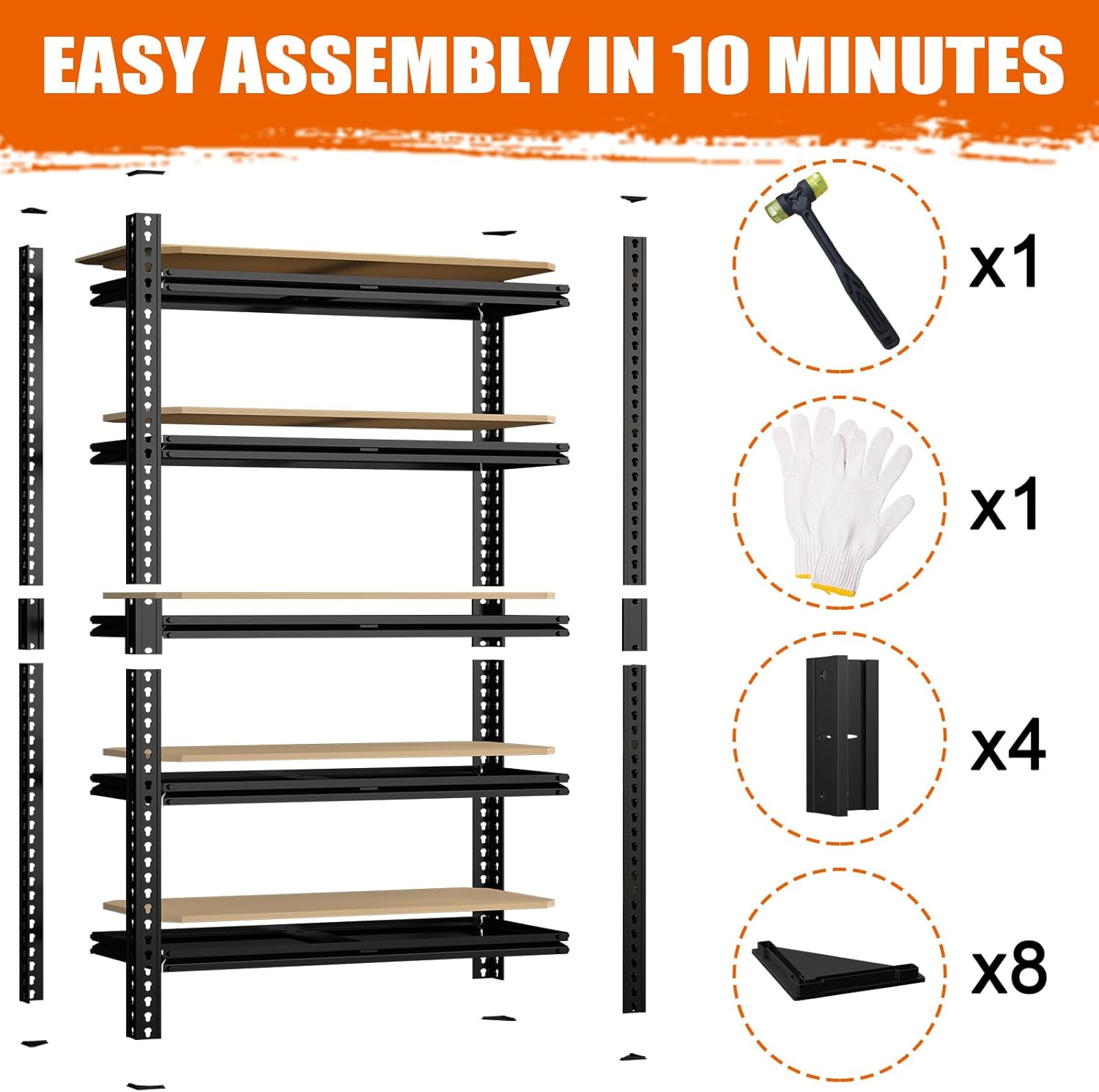 Storage Shelves 5 Tier Adjustable Garage Storage Shelving, Heavy Duty Storage Rack Utility Shelf for Garage, Kitchen, Pantry, Basement (60.2" H x 28" W x 12" D)