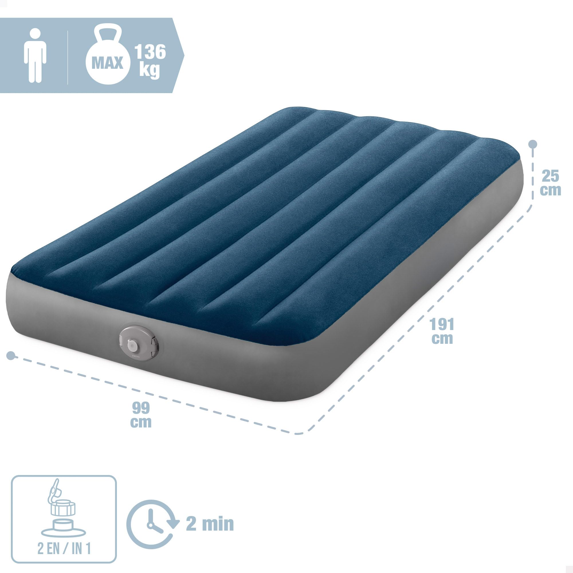 Intex Materasso ad aria Twin Dura-Beam Prestige Downy con pompa 64187NP (191 x 99 x 25cm)