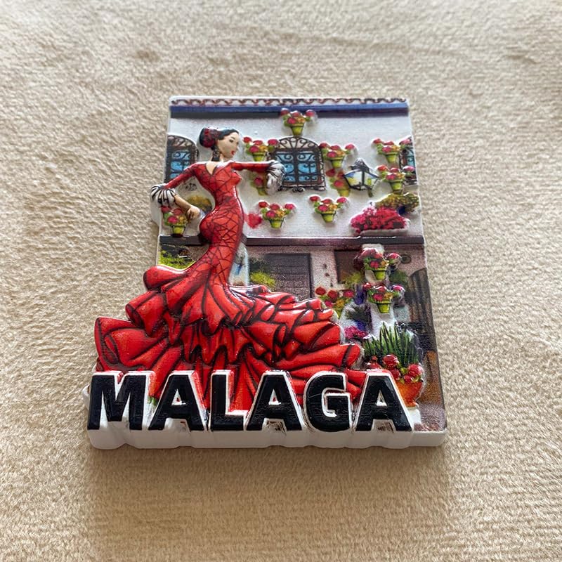 Imán decorativo 3D de flamenca roja de Málaga miniatura 5