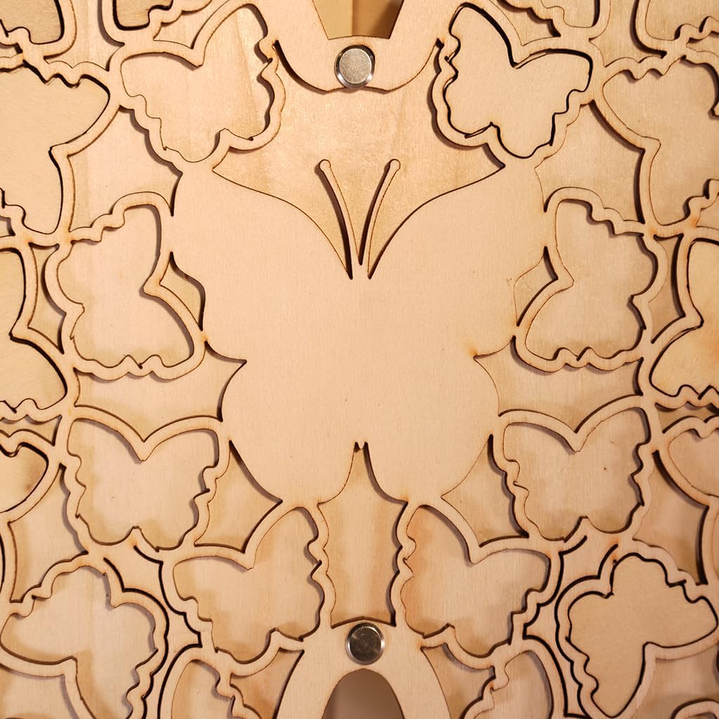 Wooden Butterfly Wedding Guest Book Alternative - Rustic Wedding Decorations for Reception, Anniversary, Bridal Shower, Butterfly Guest Book Design for Quinceanera & Sweet 16 Celebration