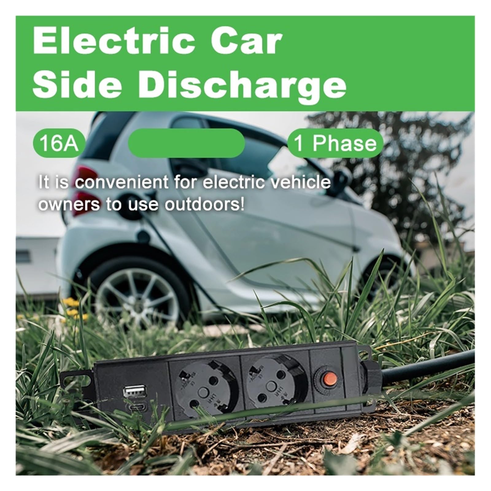 Descarga Lateral del Coche Eléctrico For La Estación De Carga Cable Cargador Type2 16A EV Recarga Segura
