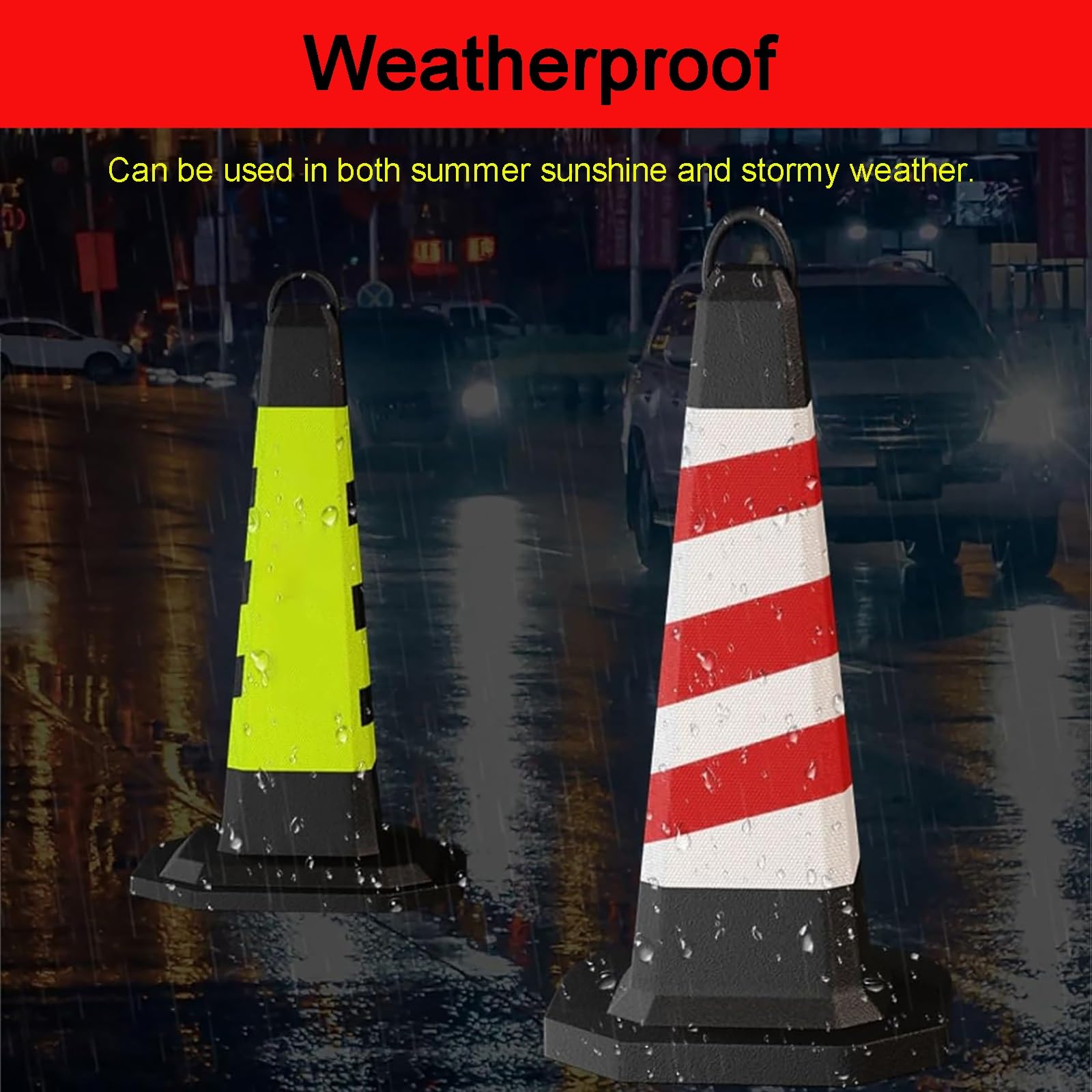 Cône de Signalisation,Bollard de Sécurité, Barrière D'allée, Plot de Marquage, Cône Circulation, Bandes Con Réfléchissantes, 70 cm(Black Yellow)