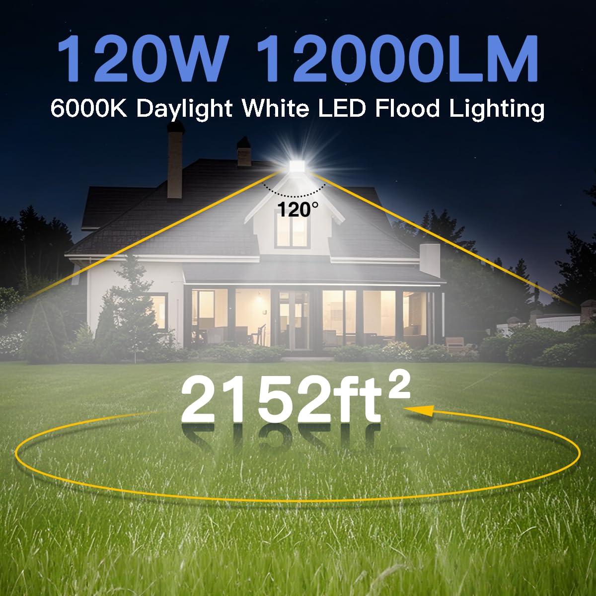 Ceena - Zestaw 2 szt. 120 W Wtyczka LED Flood Light, Super Bright 12000LM z przełącznikiem i kablem o długości 5,9 stopy, IP66 wodoodporne 6000K LED oświetlenie robocze na podwórku