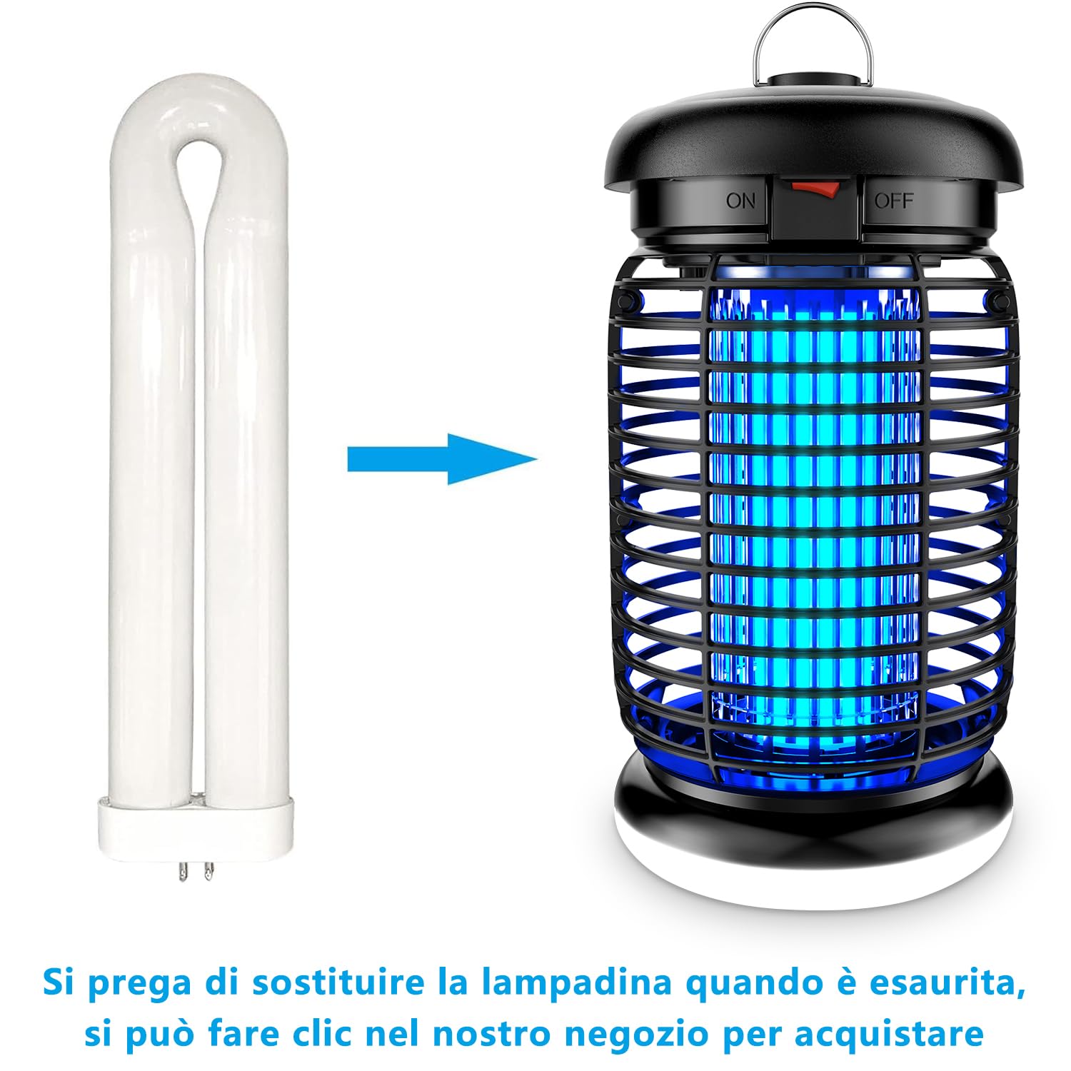 seenlast Lampada Antizanzare Elettrica, Lampada Zanzare 15W 4200V UV Zanzariera Elettrica Impermeabile IPX4, Uccidi Trappola Insetticida Zanzare per Giardino Interno Esterno (Con Gancio e Led Luce)