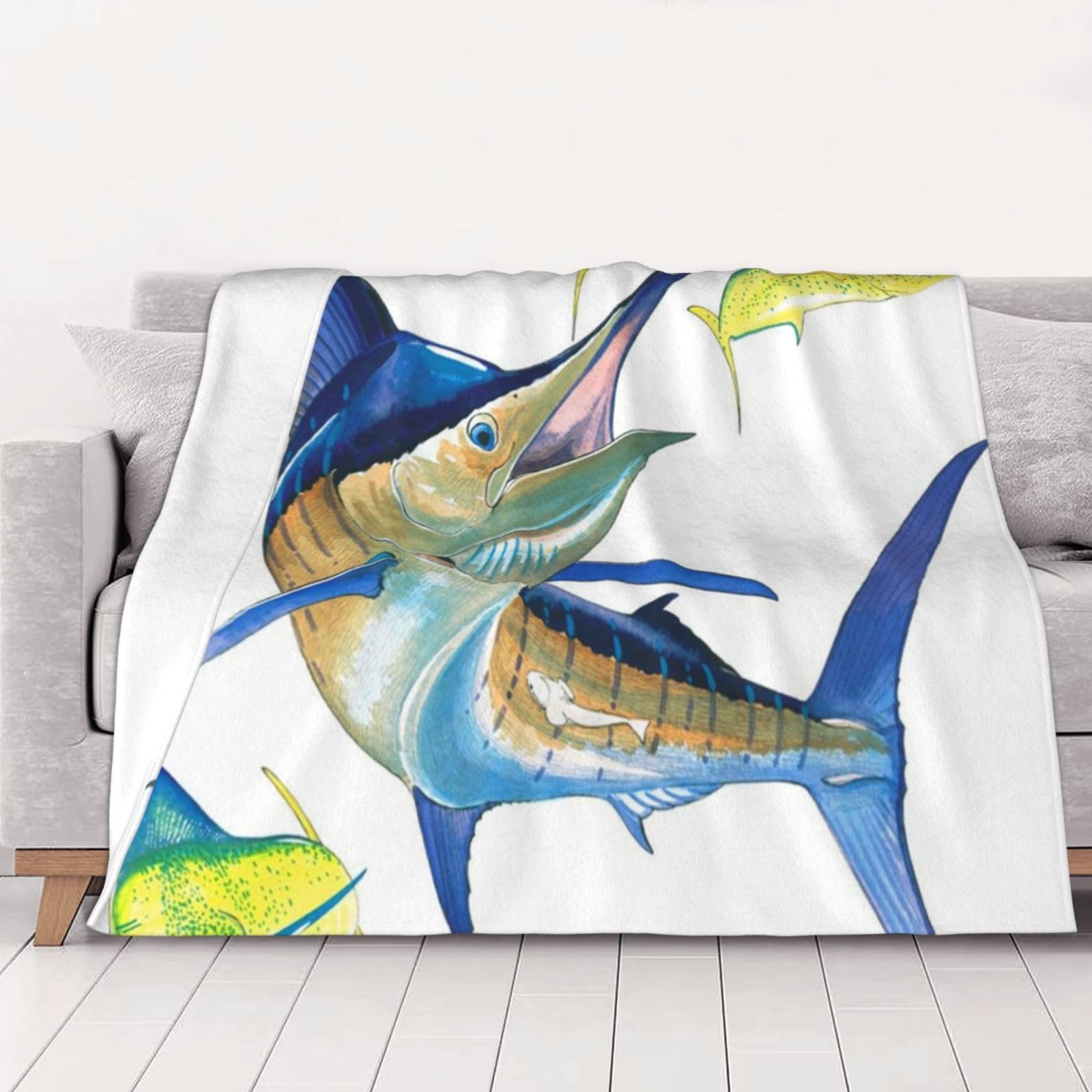 Couverture flanelle Fish Art pour des soirées cocooning chaleureuses sur le canapé du salon