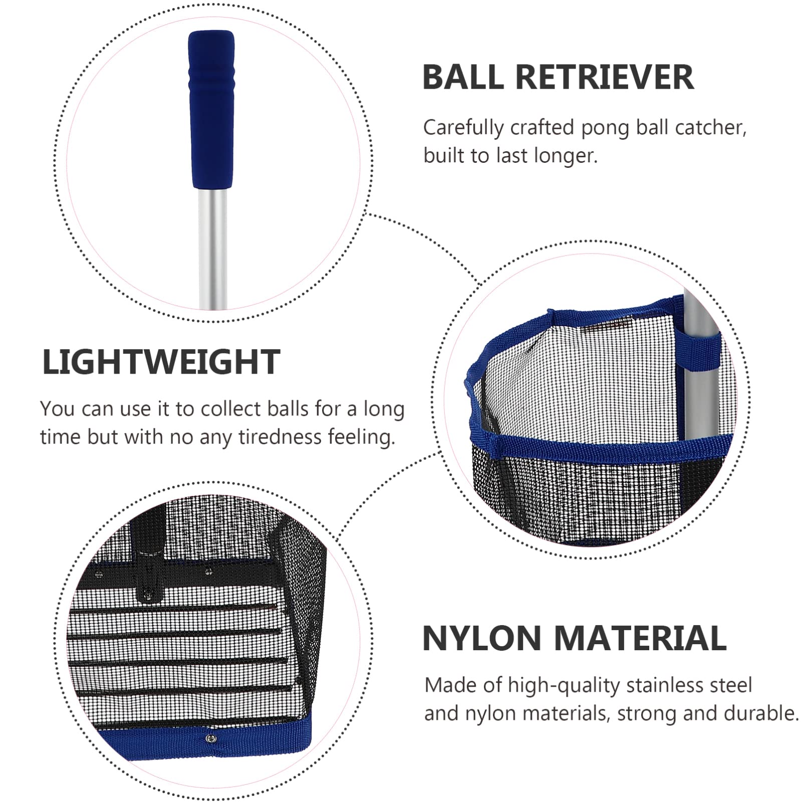 Toddmomy Recogedor De Bolas Recogedor De Bolas Telescopio Portátil Nailon Tenis De Mesa Retriever Profesional Colector De Bolas De -Pong -Pong Colector Neto Recogedor De Tenis De