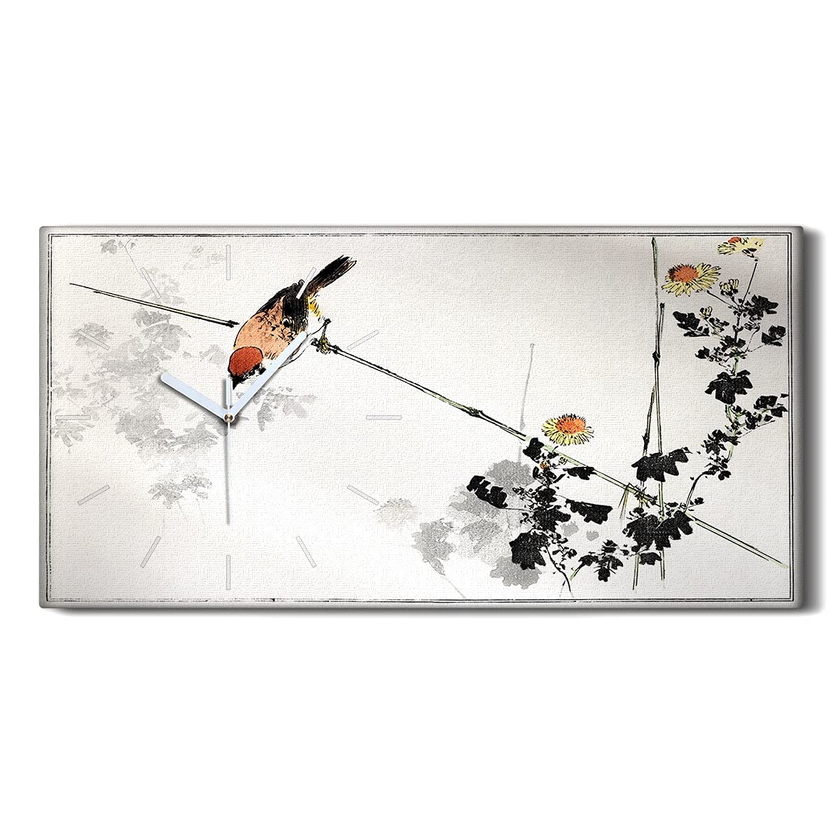Horloge oiseau asiatique sur toile silencieuse pour stopper le bruit dans la chambre