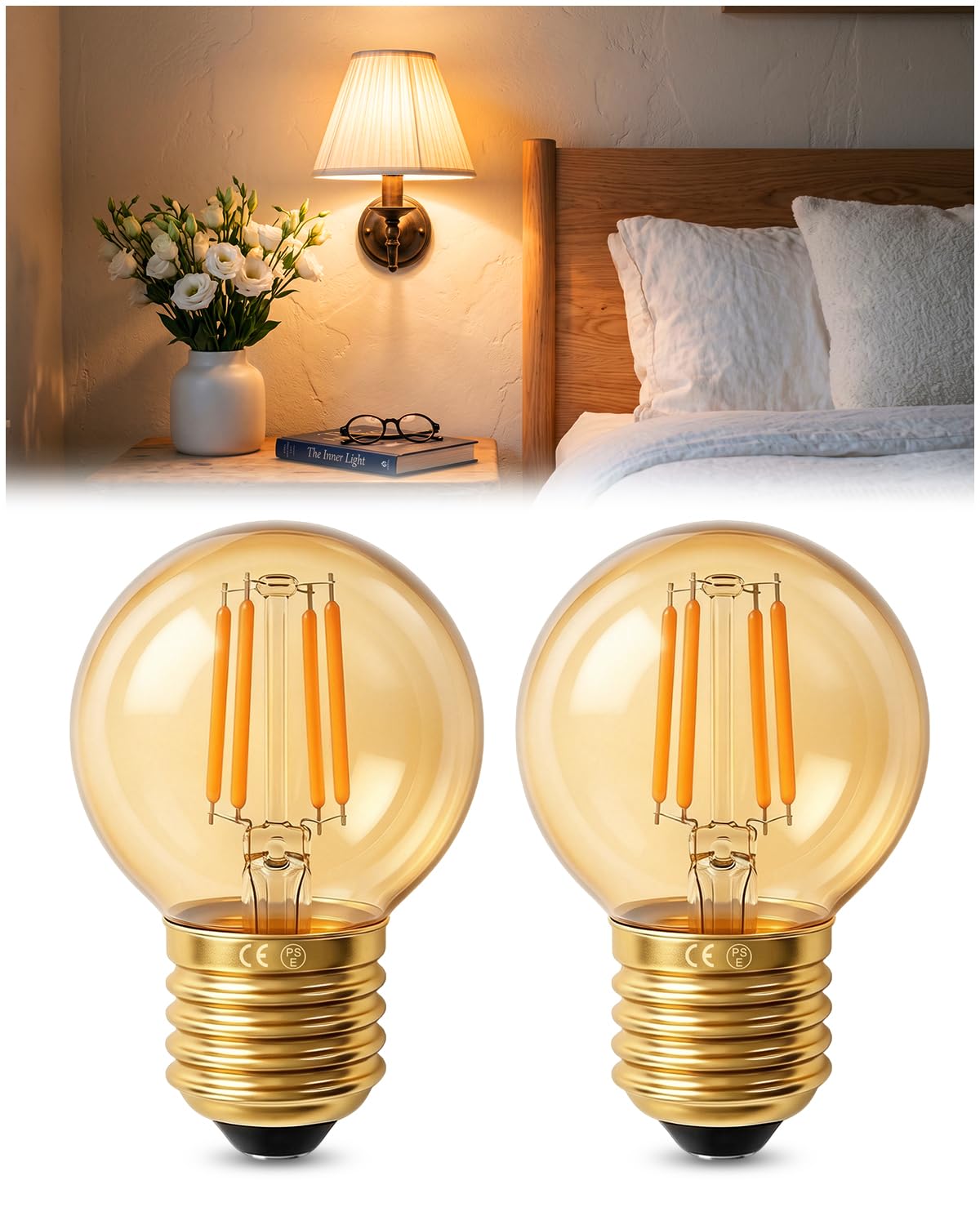 Lamptobe E27 LED Screw Bulb Dimmable 3W Night Light Bulbs 2200K Warm White