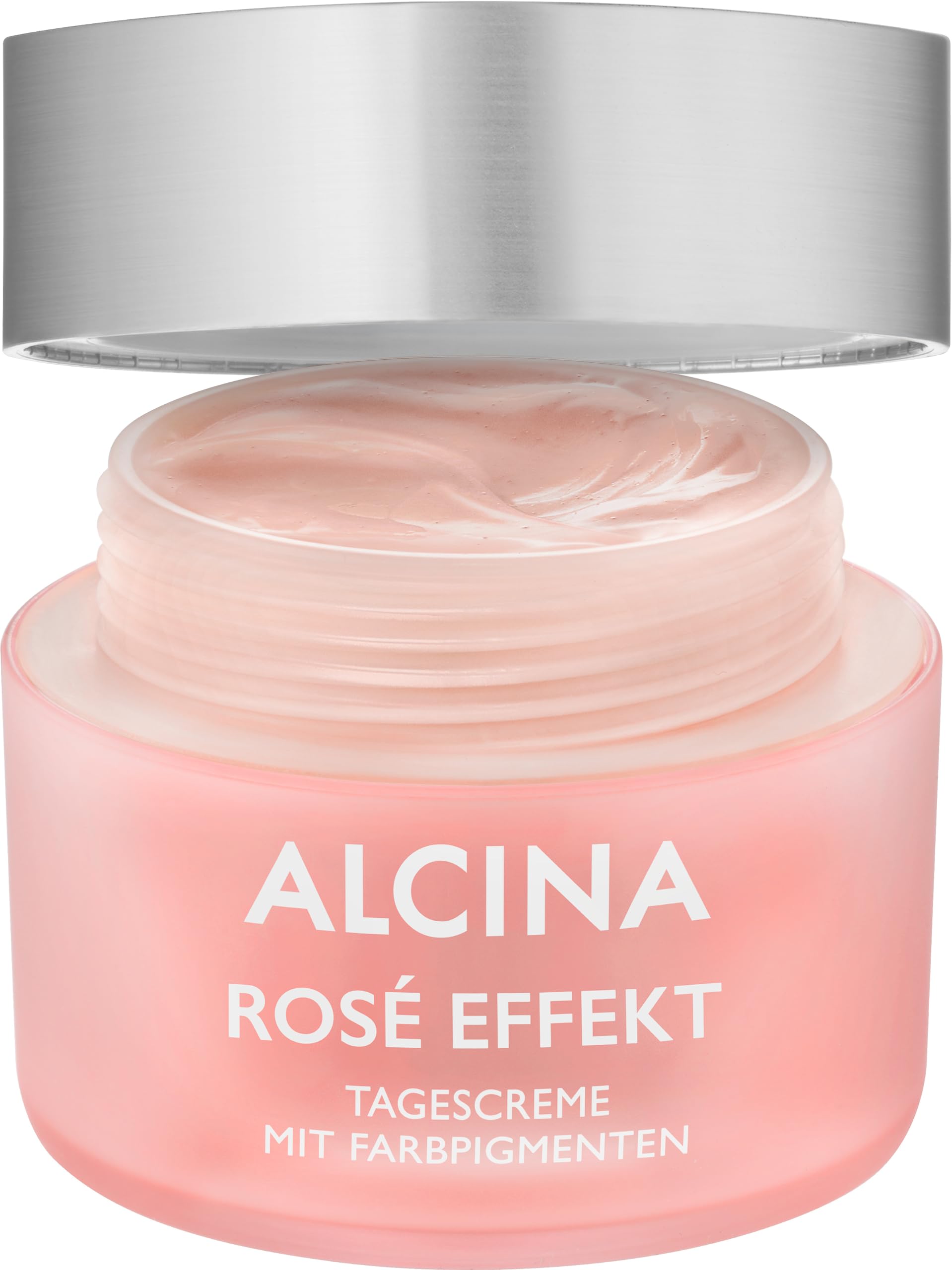 ALCINA Rosé Effekt Tagescreme - 1 x 50 ml - Verleiht einen rosigen, frischen Teint - Für reife, anspruchsvolle Haut - Mit verkapselten Farbpigmenten, schwarzem Hafer und weißem Tee