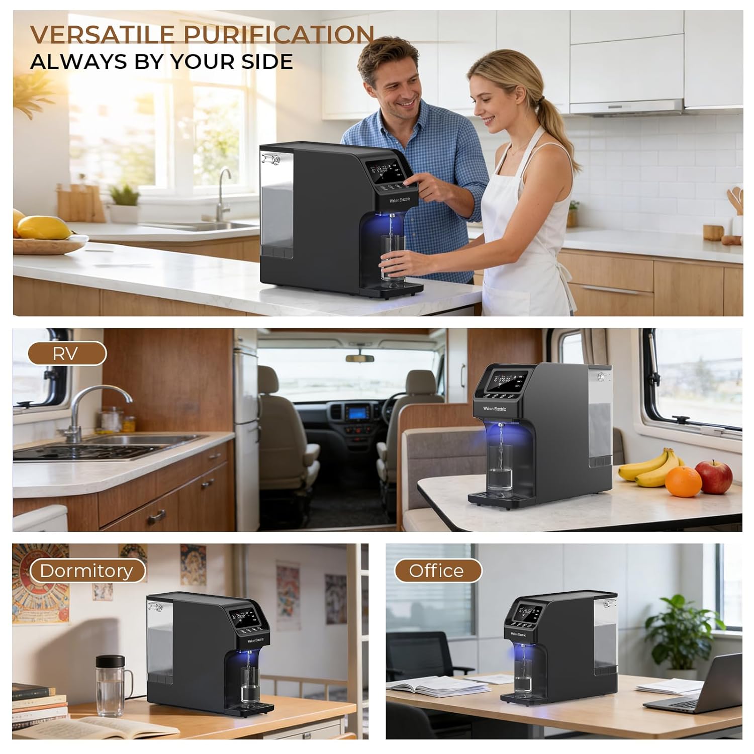 Waken Electric Reverse Osmosis Water Filter Countertop, UV Water Filtration System, 8-Stage RO Filtration Real Time TDS Display, BPA Free, PFAS, Lead & TDS Reduction (Obsidian Black)