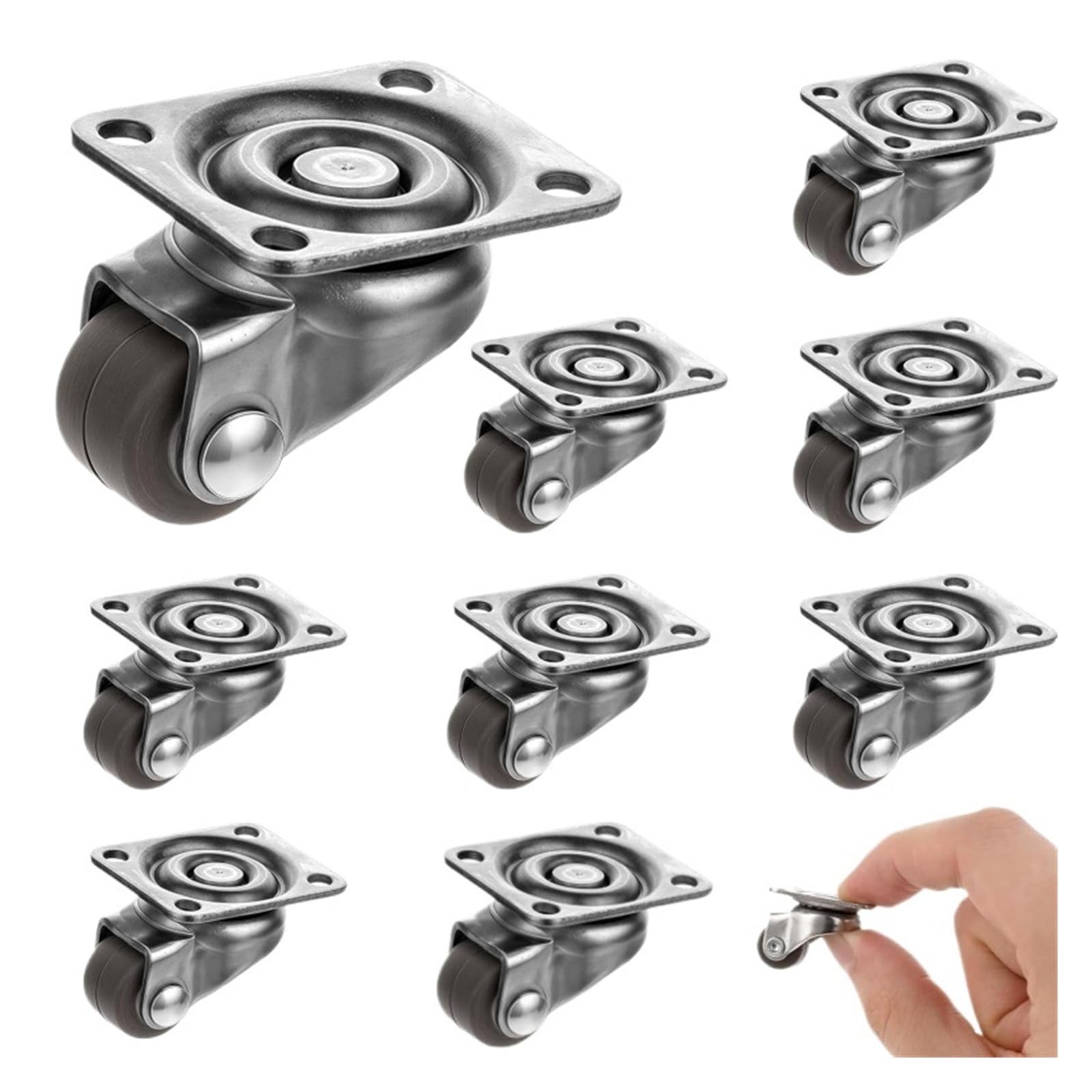 Universelle Möbelrolle mit weichen Gummirollen | 360° drehbare Riemenscheibe for Müllaufbewahrungsboxen, robust, drehbar(Brown,24PCS)