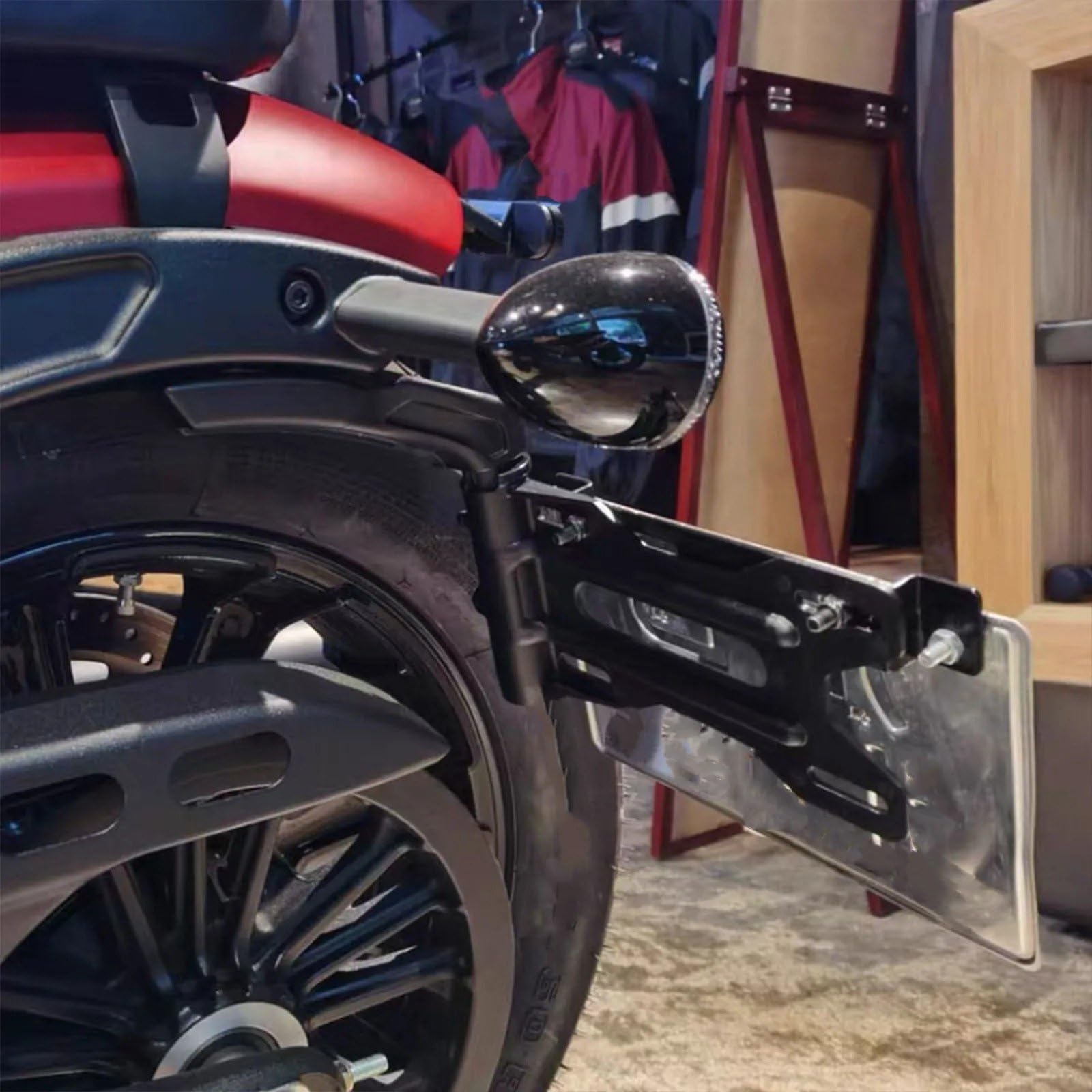 portatarga Moto Portatarga Posteriore Nero Adatto Compatibile con Indian, Scout, Rogue, Twenty Sixty Sport Chief, Bobber Dark Horse Con Luce Targa A LED