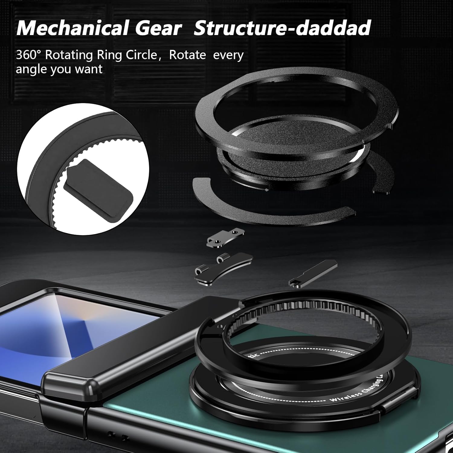 Case Compatible with Samsung Galaxy Z Flip 3 5G with Rotatable Ring Holder Magnetic Kickstand Shockproof Protective Phone Cover for Samsung Galaxy Z Flip3 5G 6.7 inch,Green