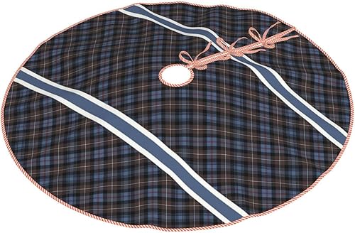 Miniatura 10 de Falda de árbol de Navidad de 48 pulgadas, diseño de tartán escocés verde y azul, falda de árbol de Navidad para fiestas de vacaciones, decoración de