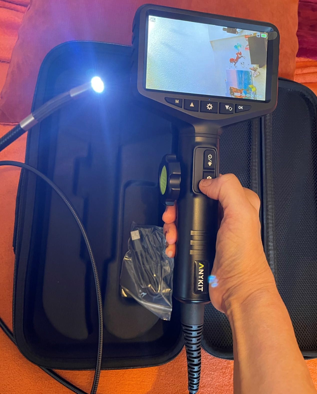 Anykit Two-Way Articulating Borescope, 2MP Industrial Endoscope, 5
