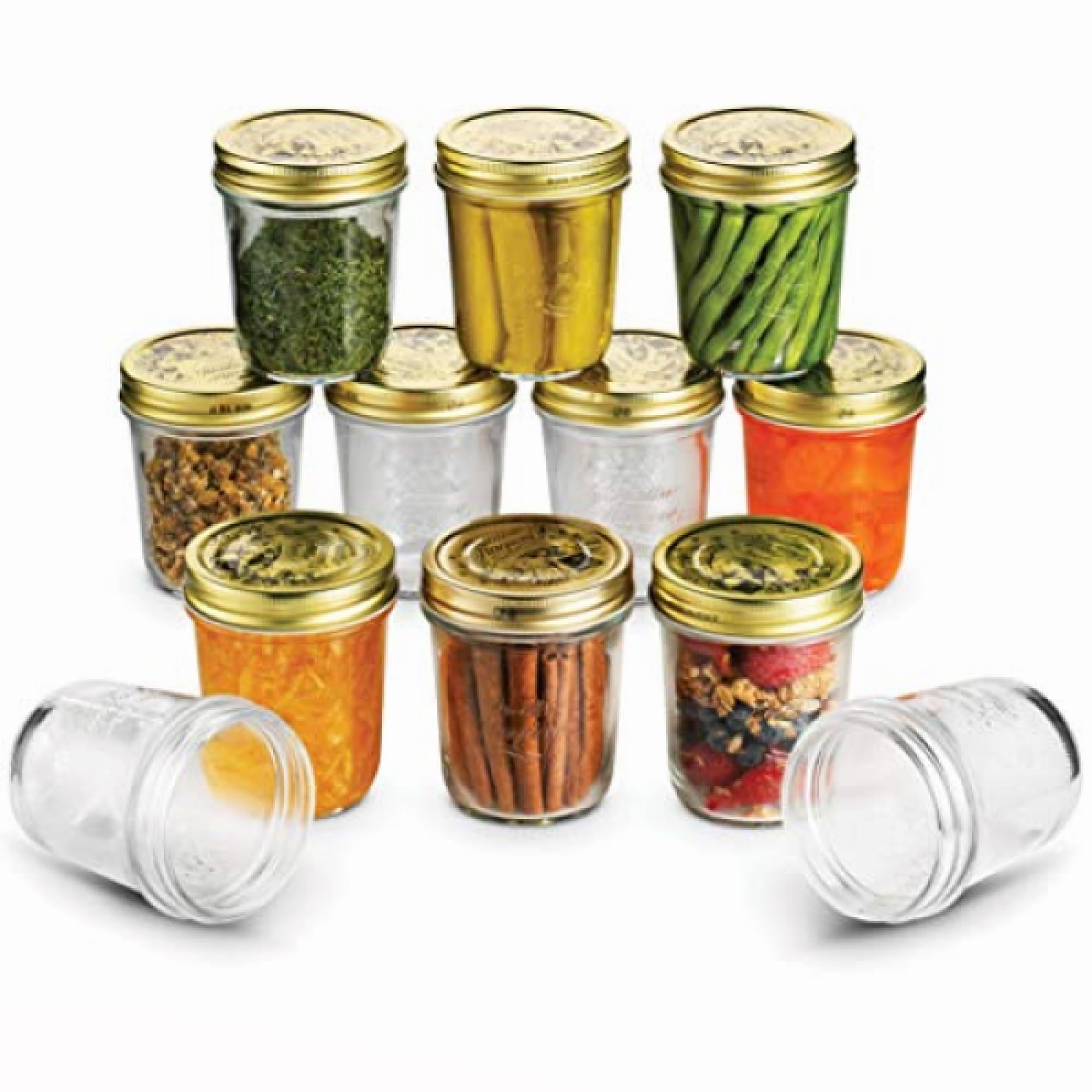 Bormioli Rocco Quattro Stagioni 10.75 oz Glass Preserving Jar (Set of 12) - Wide‑Mouth Twist‑Top Canister with Airtight Seal - Bee embossed Storage & Serving Vessel - Made in Italy, BPA‑Free