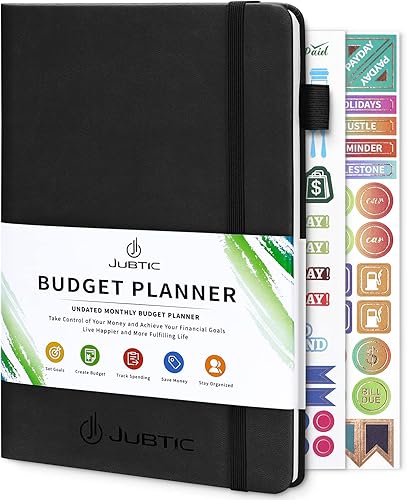JUBTIC Agenda de presupuesto, libro de presupuesto mensual, planificador de finanzas 2023-2024 con cuaderno de seguimiento de gastos, sin fecha, 12