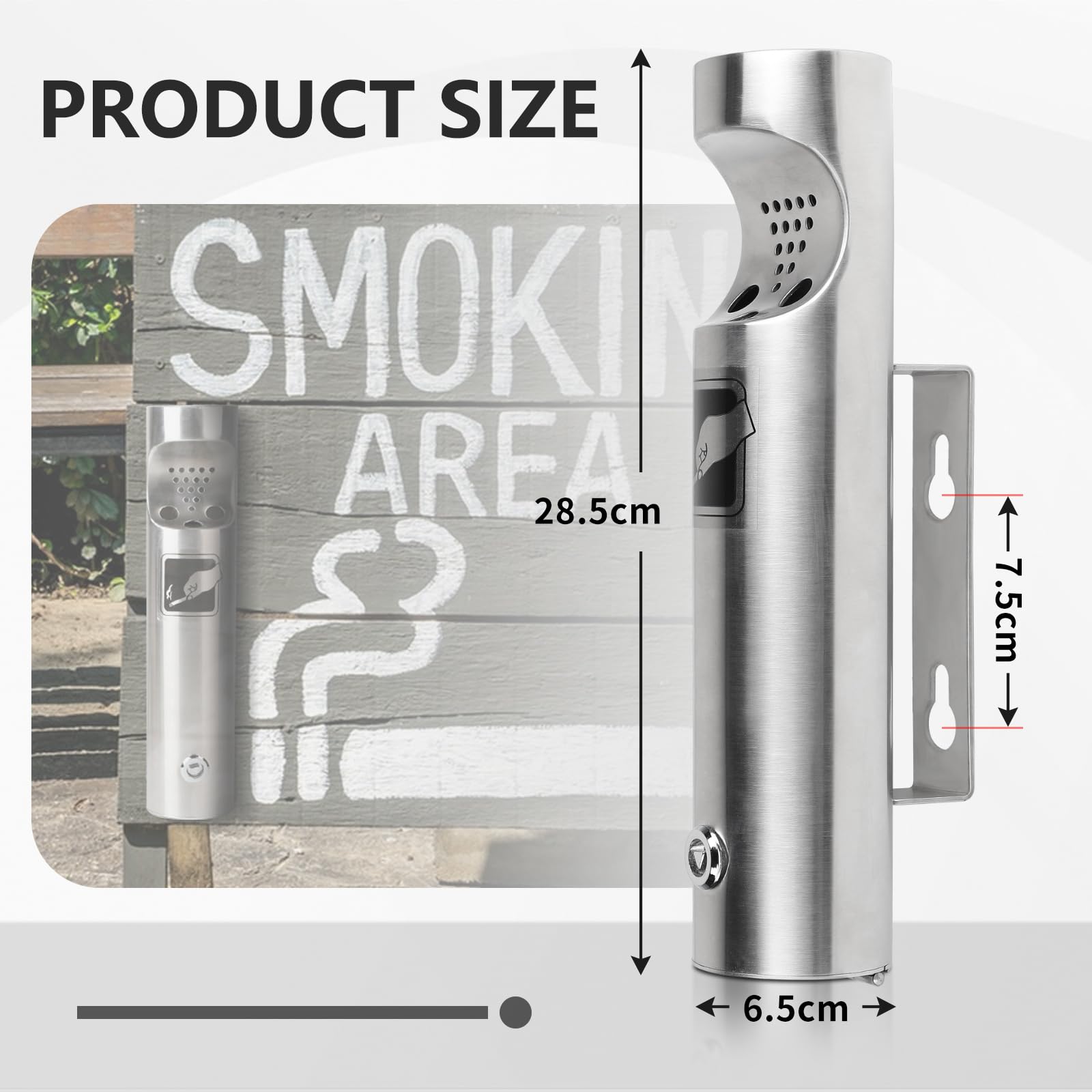 CPROSP Posacenere da Muro Esterni 28.5 x 6.5 cm, Acciaio Inox per Esterno