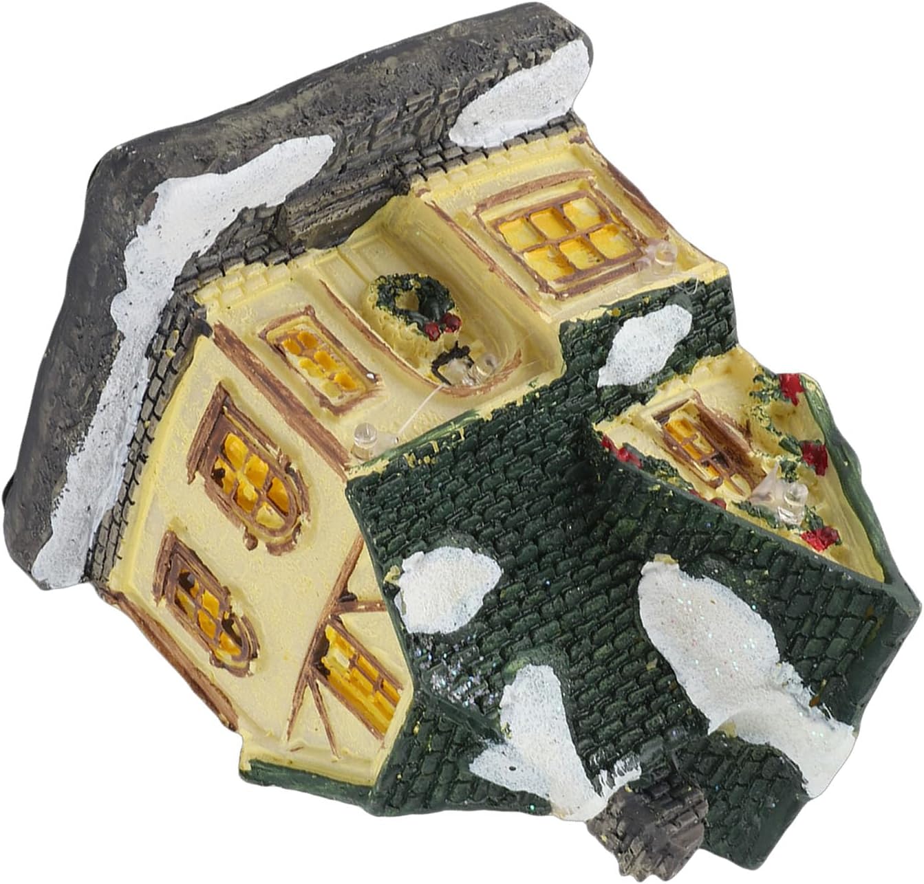 Christmas Village House with LED Lights, Resin Christmas Village House Decor, Vintage Snowy House with Warm LED Lighting for Home Garden, Includes Hand Painted Details for Winter H (B)