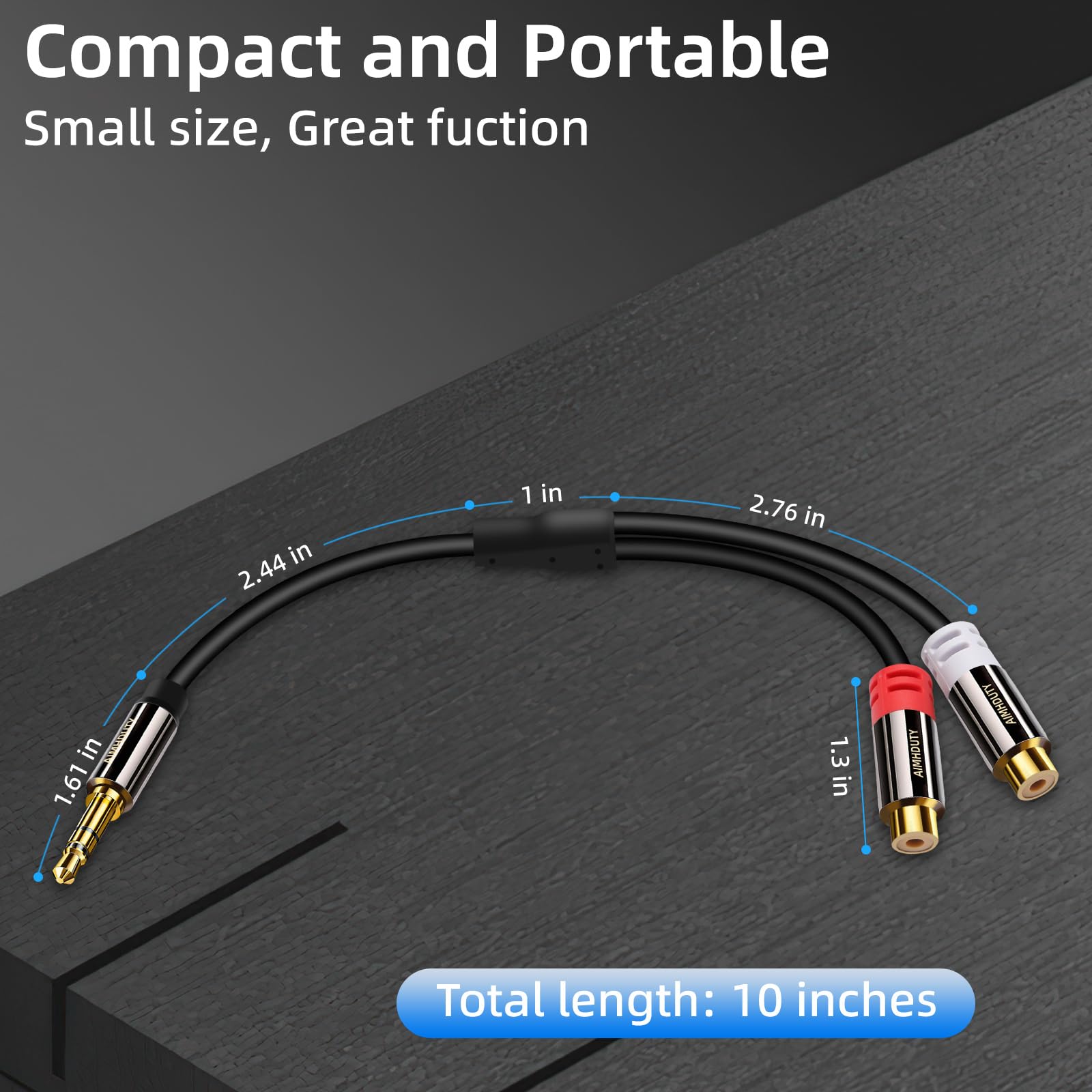 Cavo splitter da RCA a Aux, adattatore audio stereo da maschio 3,5 mm a 2RCA femmina, connettore da 1/8 a RCA, cavo audio stereo ausiliario Hi-Fi per iPhone, tablet, computer, MP3