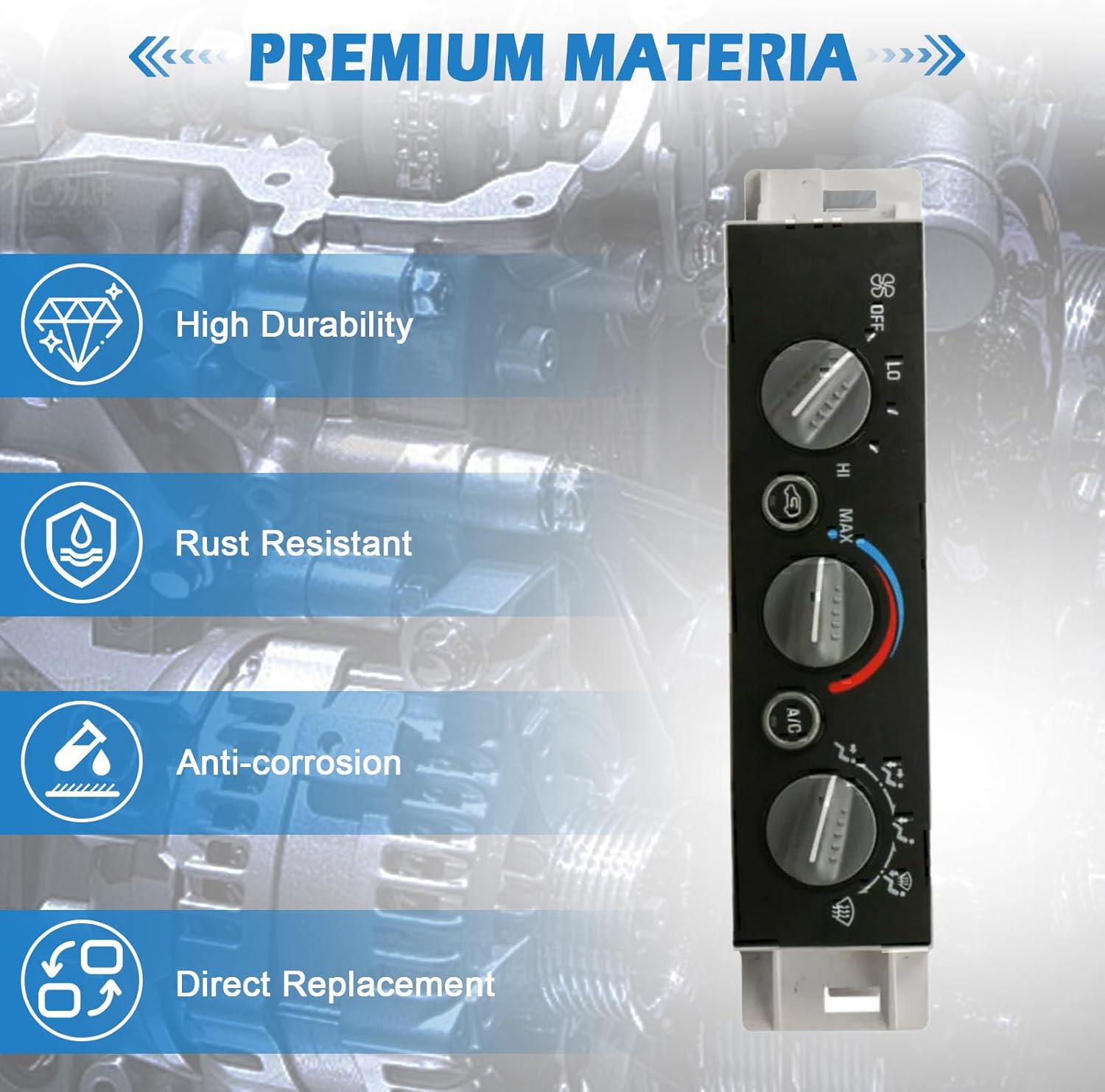599-007 Front Climate Control Module 9378815 Heater A/C Control Switch for 1996-1999 Chevy GMC C1500 C2500 C3500 K1500 K2500 K3500 Truck Replace# 9378815 15-72548