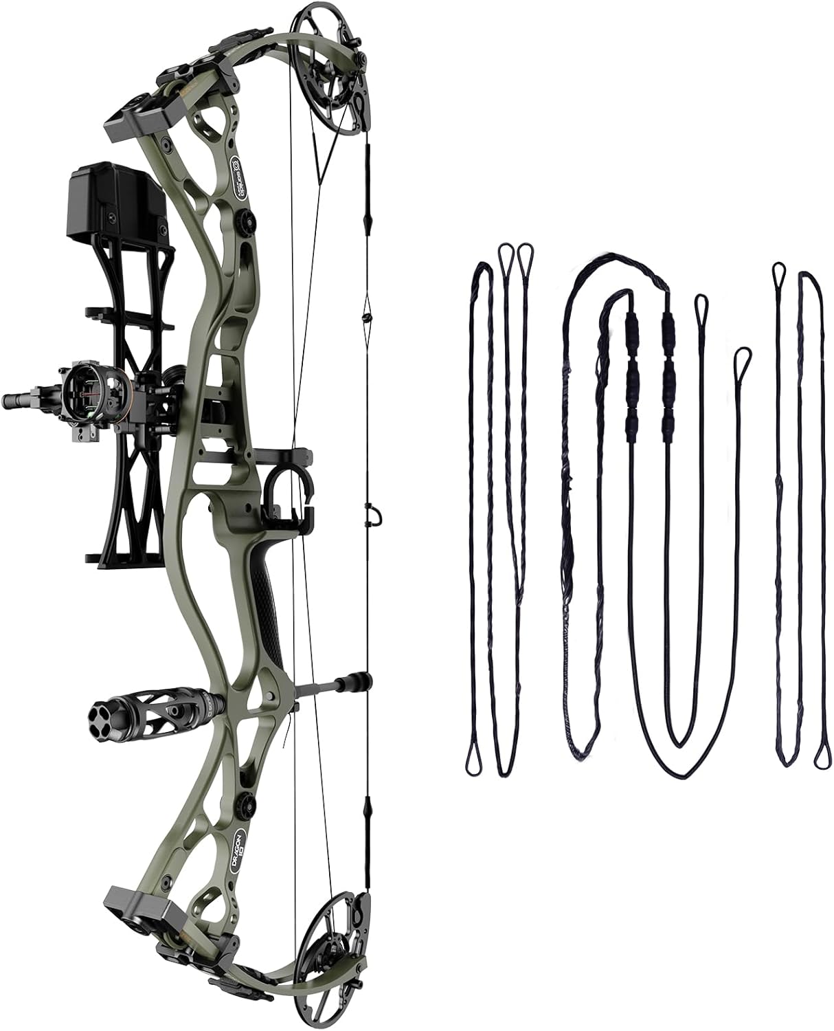 Sanlida Dragon 10 Flagship Top of The Line Hunting Compound Bow Kit (Medium Cam(27"-30"), Wilderness, 60-70#) and Dragon 10 Compound Bowstring and Cable Kit 22 Strands (Medium Cam)