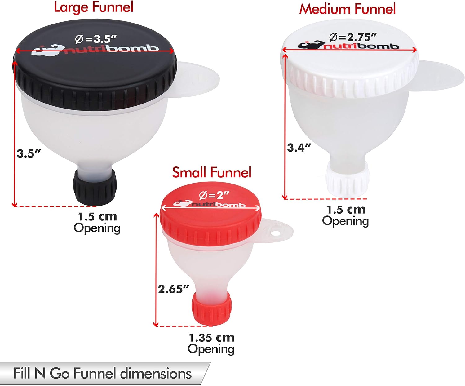 Nutribomb Medium Fill N Go - Protein Funnel - Supplement Funnel - Water Bottle Funnel - Travel Container for Gym Or Work (4)