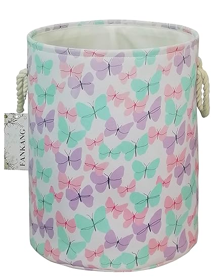 FANKANG Storage Baskets,Collapsible Convenient Nursery Hamper/Laundry Bin/Toy Collection Organizer for Kid's Room(Butterfly)