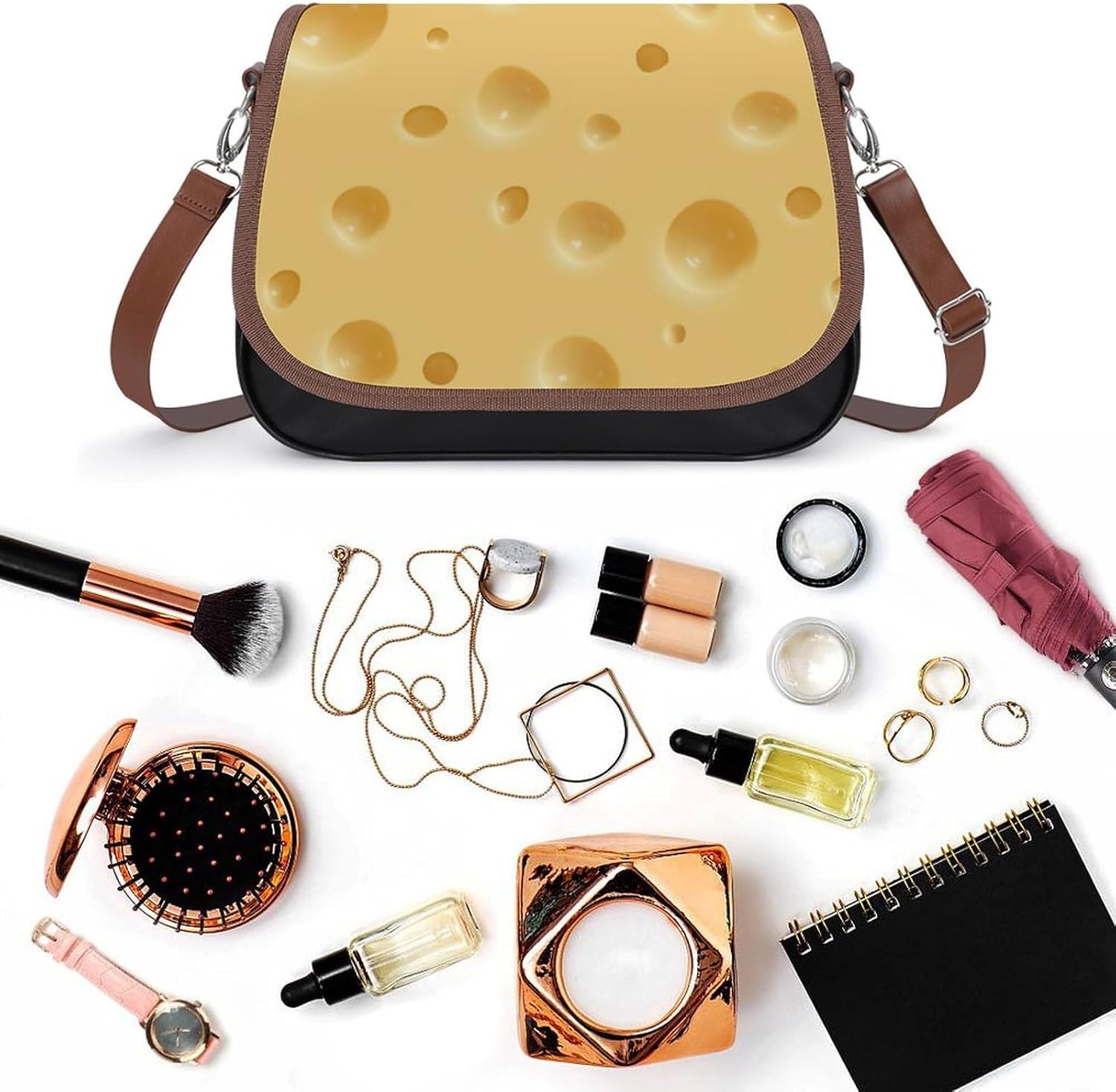 CheeseWomen's Faux Leather Crossbody Bag, Waterproof Wrinkle-Resistant Shoulder Bag with Detachable Strap, Large Capacity Casual Handbag, Fashion Daily Purse for Shopping Work Dating, Ideal Gift for L