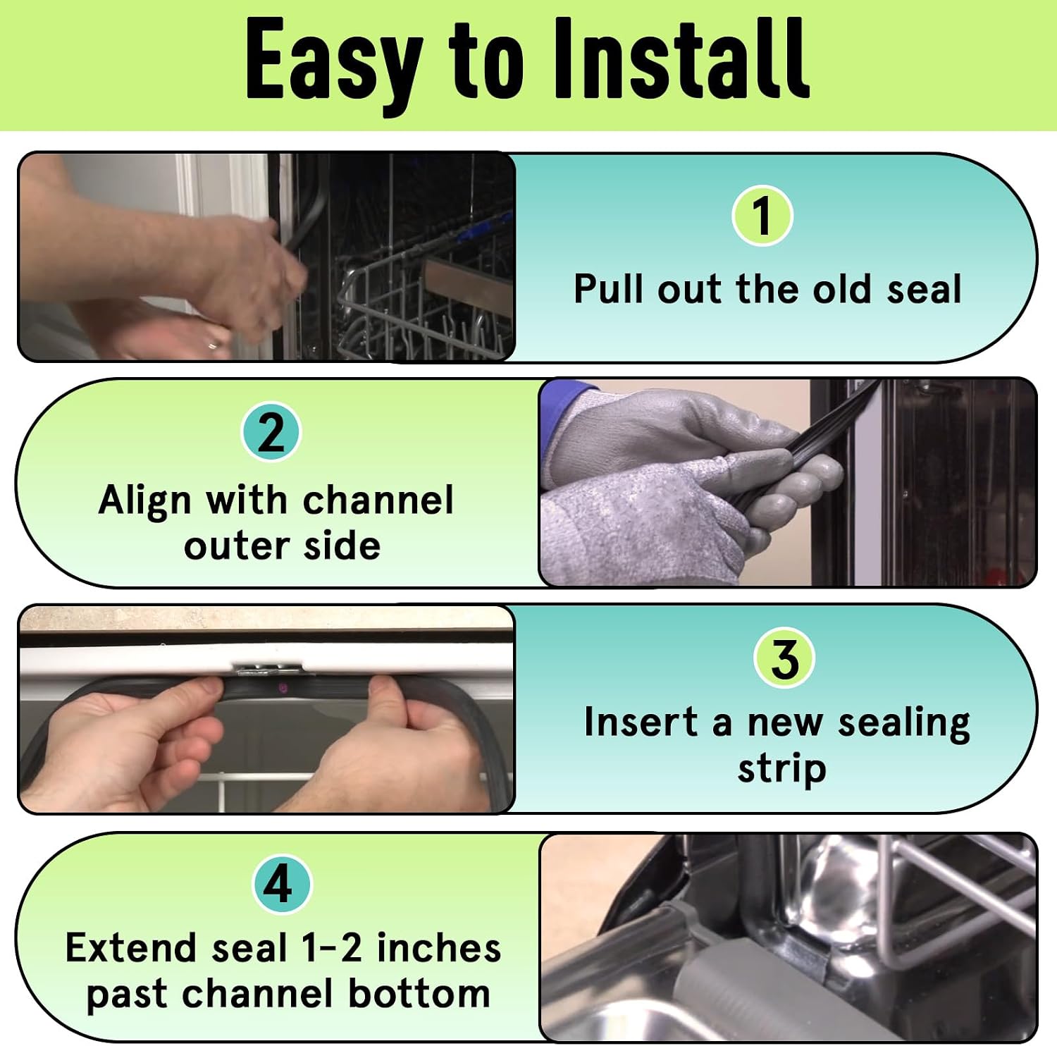 3920DD3005A Dishwasher Rubber Door Seal Compatible with LG Dishwasher, Dishwasher Cabinet Door Gasket Seal, Replaces 1267456 AH3522654 AP4437203 PS3522654 EA3522654 3920DD3003A PD00001769
