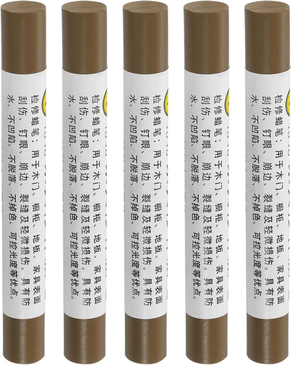 Furniture Repair Crayons, 5Pcs - Wood Wax Filler Stick, Furniture Markers Touch Up - for Scratches Holes Tables Desks Wooden Floors Cover Ups, Autumn Brown