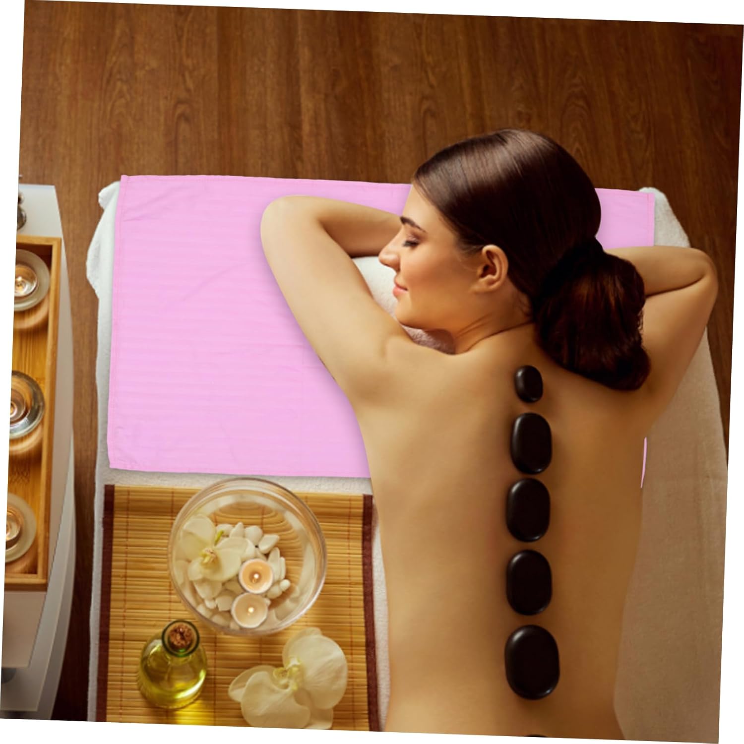 Spa Massage Bed Face Hole Cover Breathable Satin Towel for Esthetician
