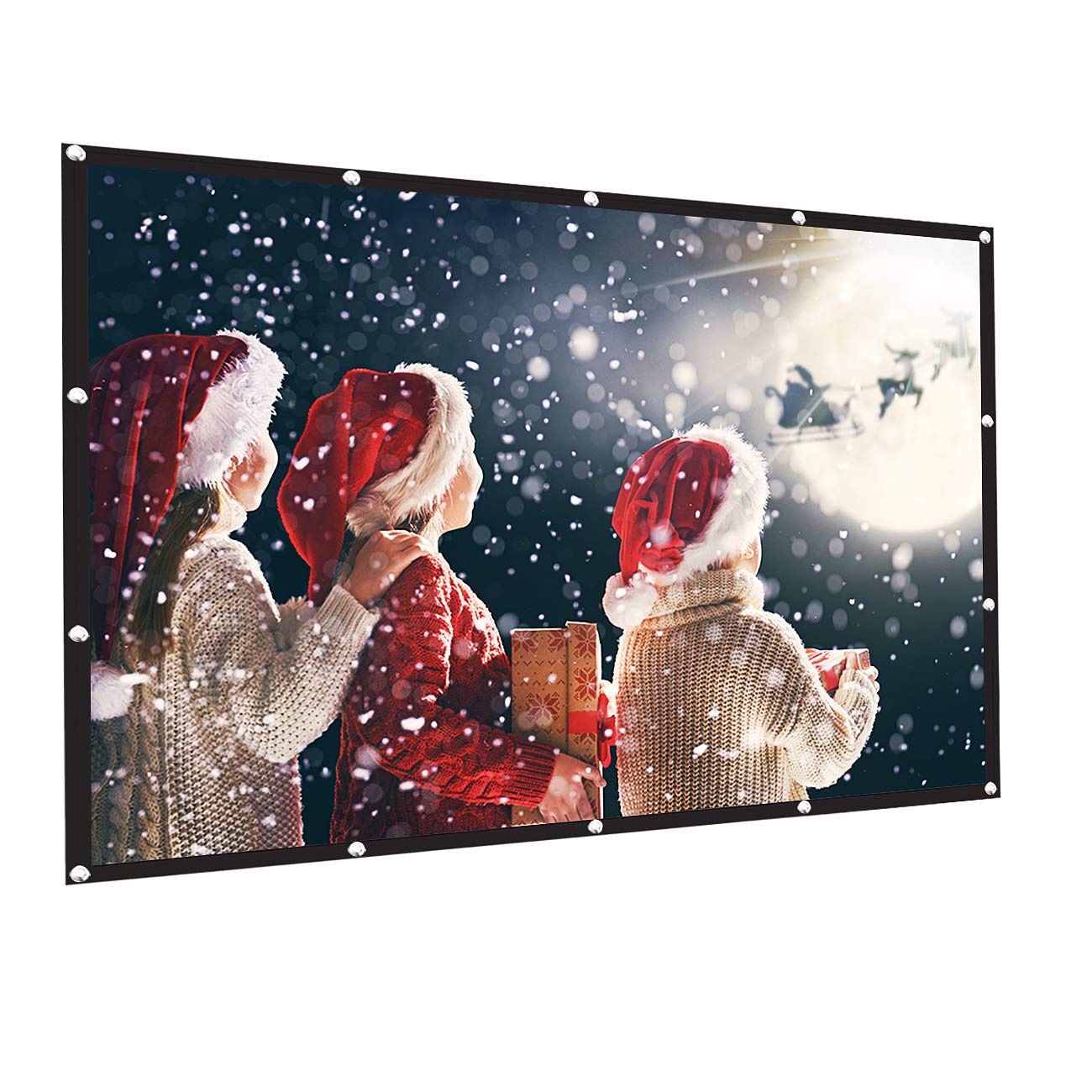 AMWOKE Projector Screen,120 inch Portable Projection Screen with 16:9 HD Movie Screen and Foldable for Home Cinema, Outdoor&Indoor Theater