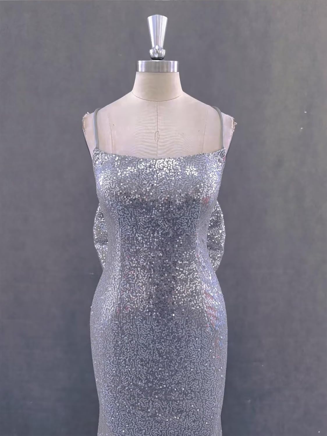 Women's Sparkly Sequin Long Prom Dresses with Bow Mermaid Spaghetti Straps Formal Evening Party Gowns