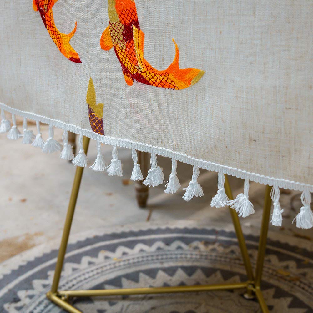 Flei Mantel Impermeable 130x130cm, Antimanchas Manteles Algodon Lino, Resistentes a Las Manchas y la Humedad, para Restaurante Fiestas - Blanco Crema