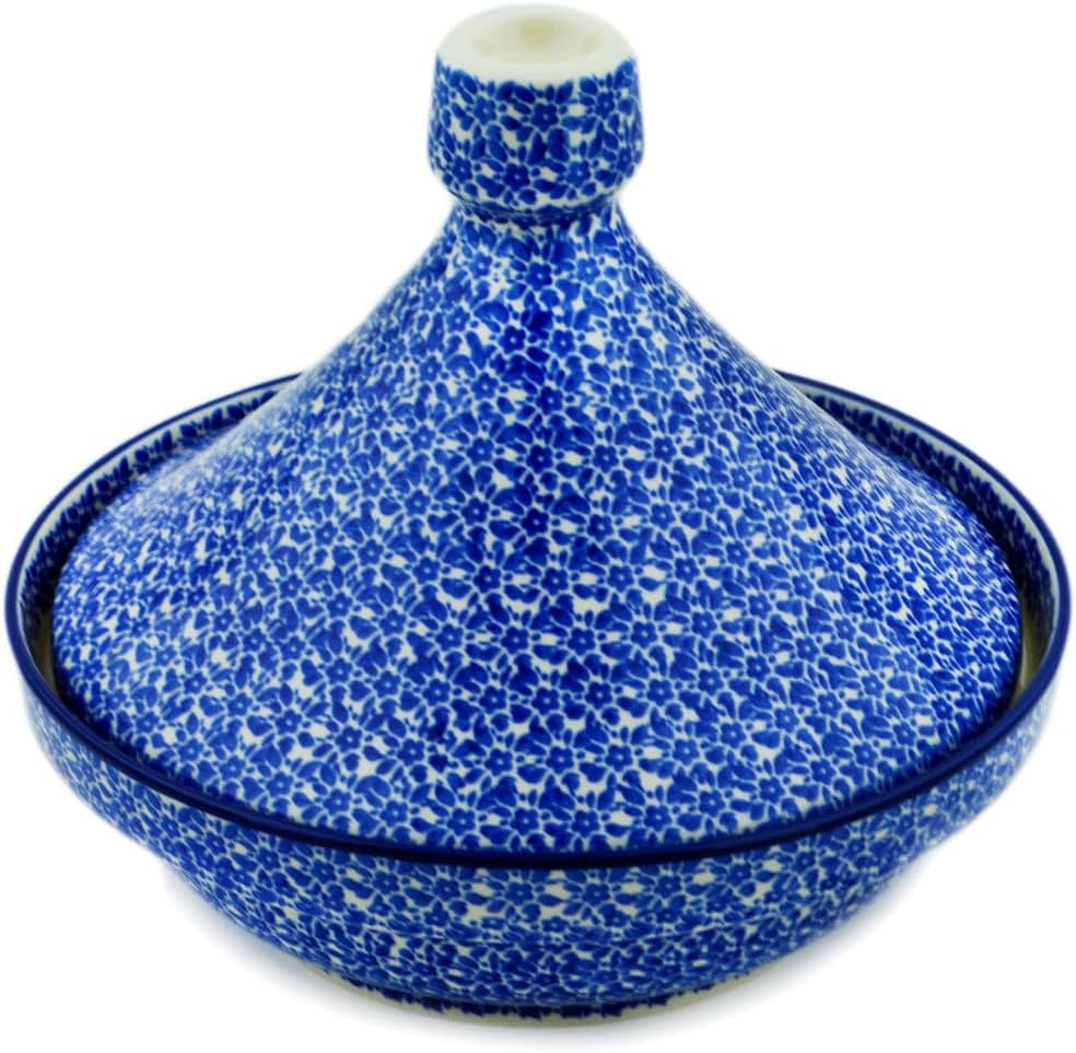 Polmedia Polish Pottery Tagine Pot - Choppy Waters Pattern Handmade in Boleslawiec Poland by Ceramika Artystyczna + Certificate of Authenticity