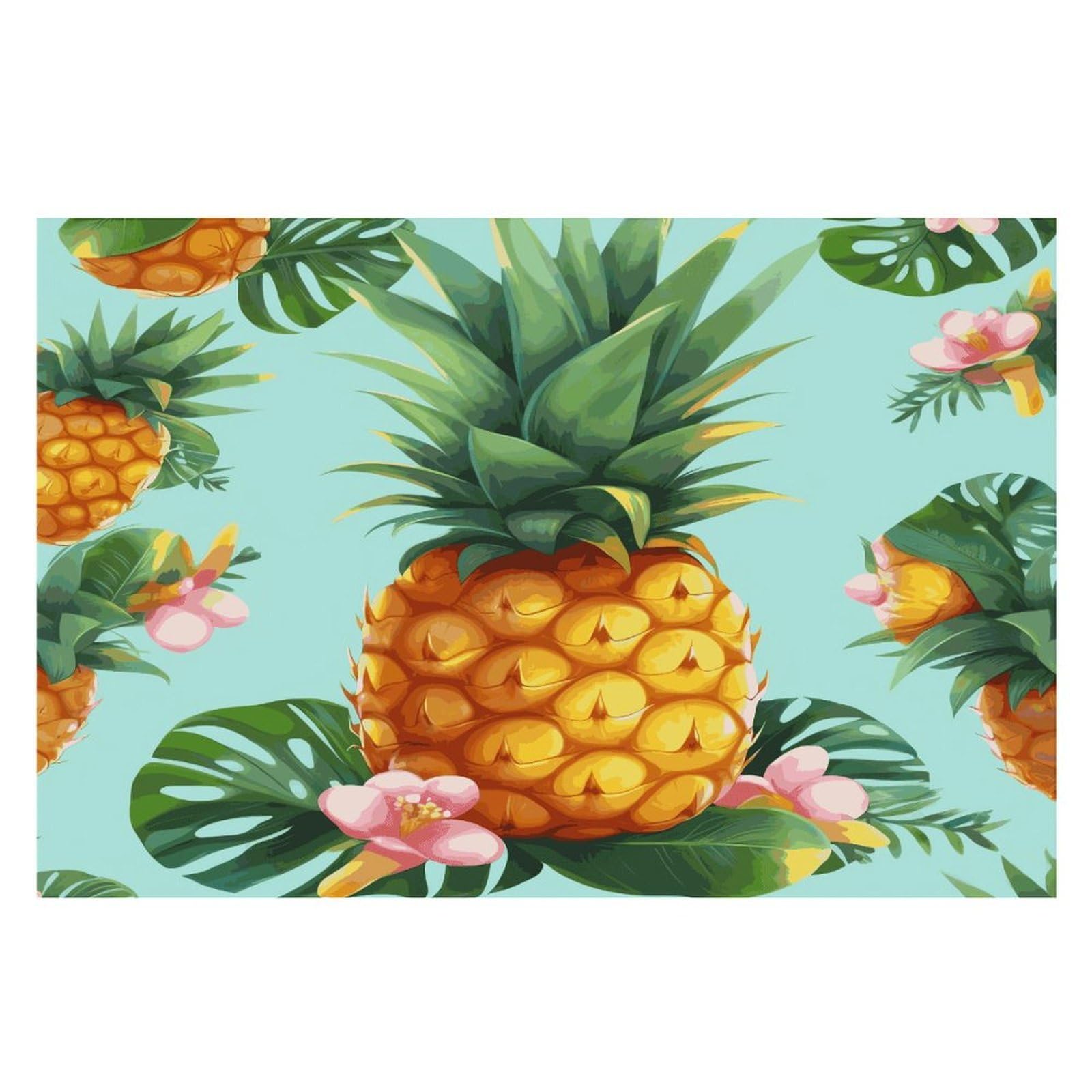 Tropical Pineapple Placemats Wipeable Heat Resistant Table Mats Washable Flax Place Mats Elegant Cloth Non-Slip Placemat for Kitchen Dinning Party Table Decor 12 * 18 in