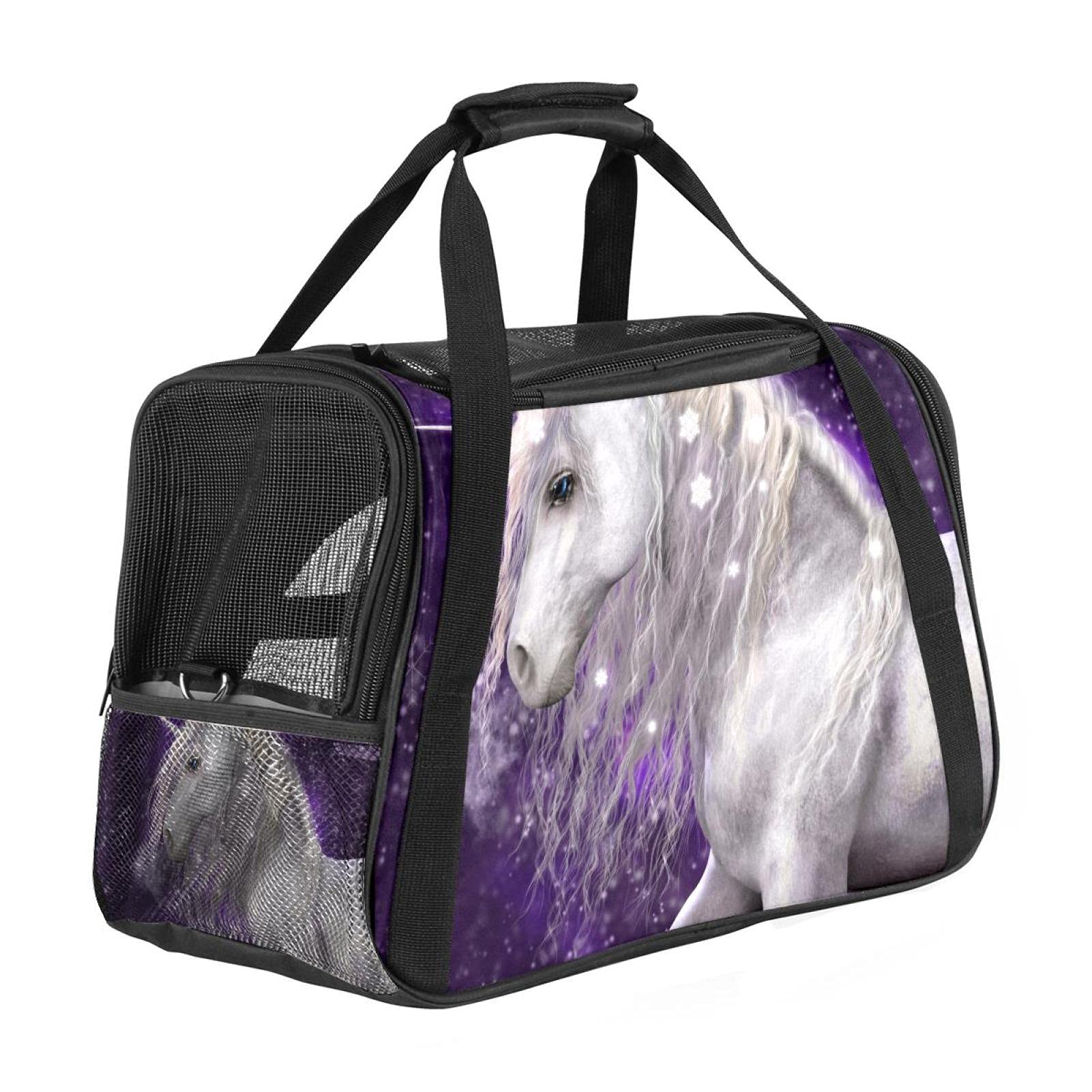 Bolsa para Mascotas Gato Hermoso Unicornio Blanco Borsa da trasporto portatile per animali domestici, adatta per piccoli e cuccioli