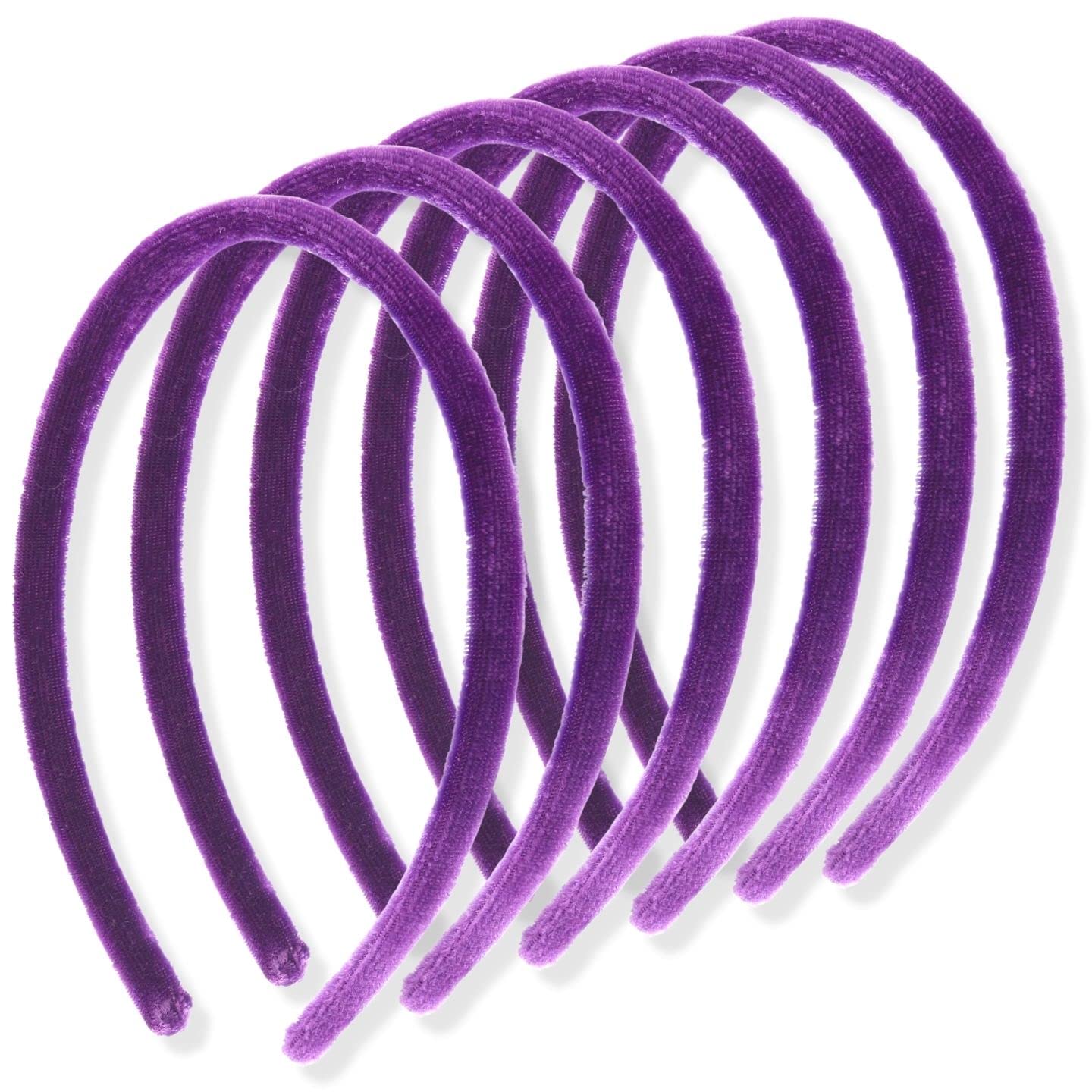 Topkids Accessories 6pc 1cm/0.4" Thin Velvet Hair Bands, Head bands Alice Bands Adult Women