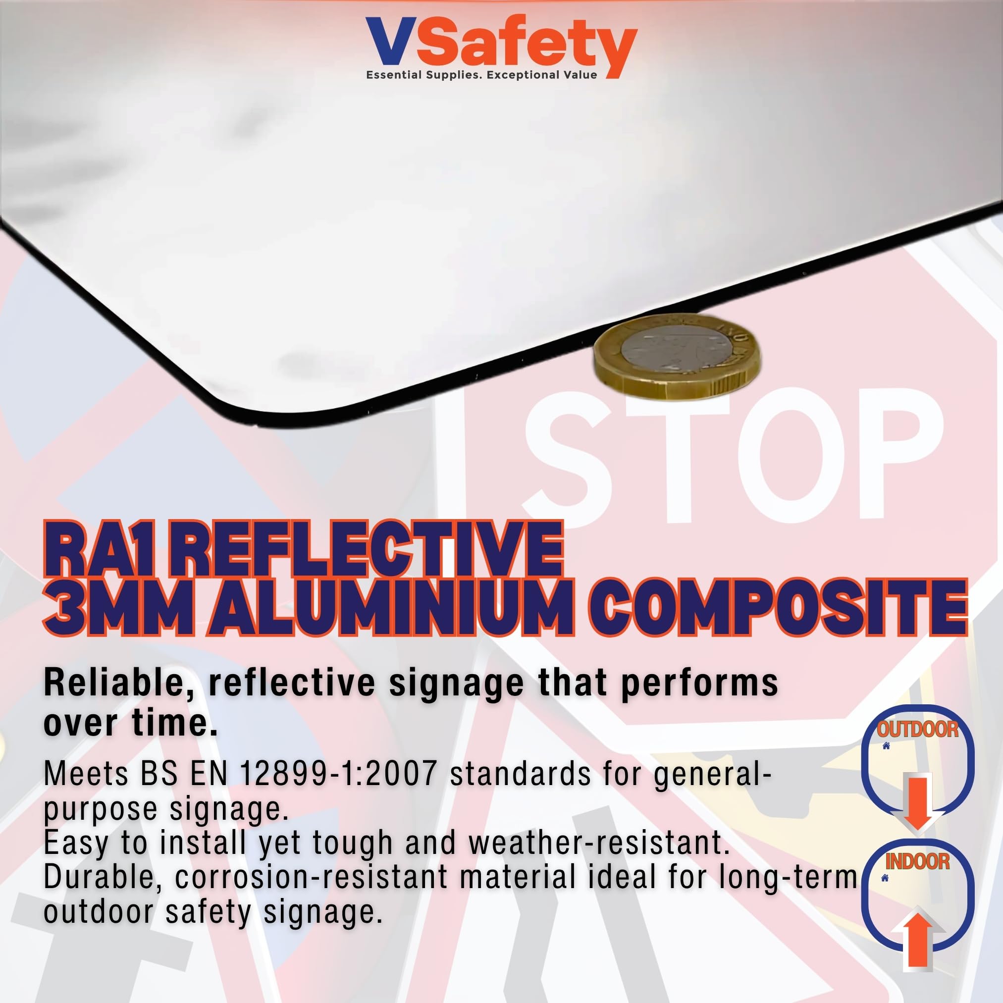 V Safety No Mooring - Señal de seguridad (450 x 600 mm), compuesto de aluminio reflectante, señalización de prohibición, fabricado en Gran Bretaña