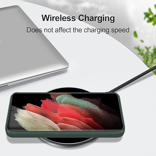 Miniatura 7 de GiiYoon Funda de silicona compatible con Samsung Galaxy S21 Ultra 5G, funda de cuerpo completo suave y sedosa al tacto con protección de cámara,