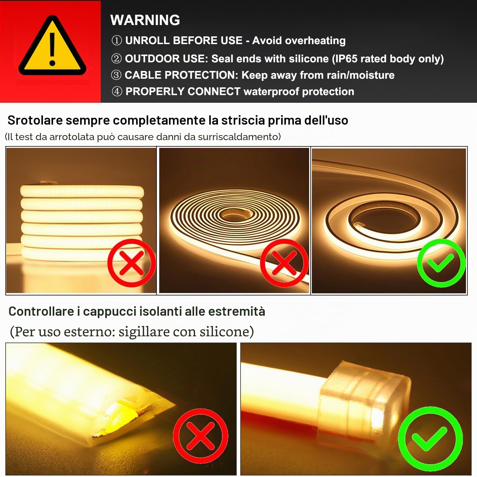 XUNATA 25m Striscia LED Dimmerabile con Telecomando a 11 Tasti, 220V illuminazione Strisce LED Impermeabile IP67 LED Strip Light White- Luce Bianco