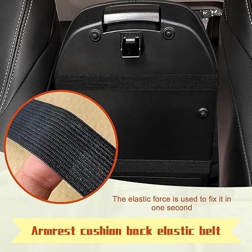 Miniatura 6 de UGSHY 1 cojín de consola para reposabrazos de automóvil, estilo de diamante brillante de 11.8 x 7.6 pulgadas, funda acolchada para reposabrazos de