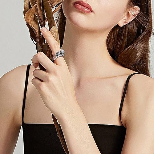 Vista 2 de Highs Lows Ring With Zirconia New Ring Water Drop Diamond Women's Ring Creative Pair Fat Rings